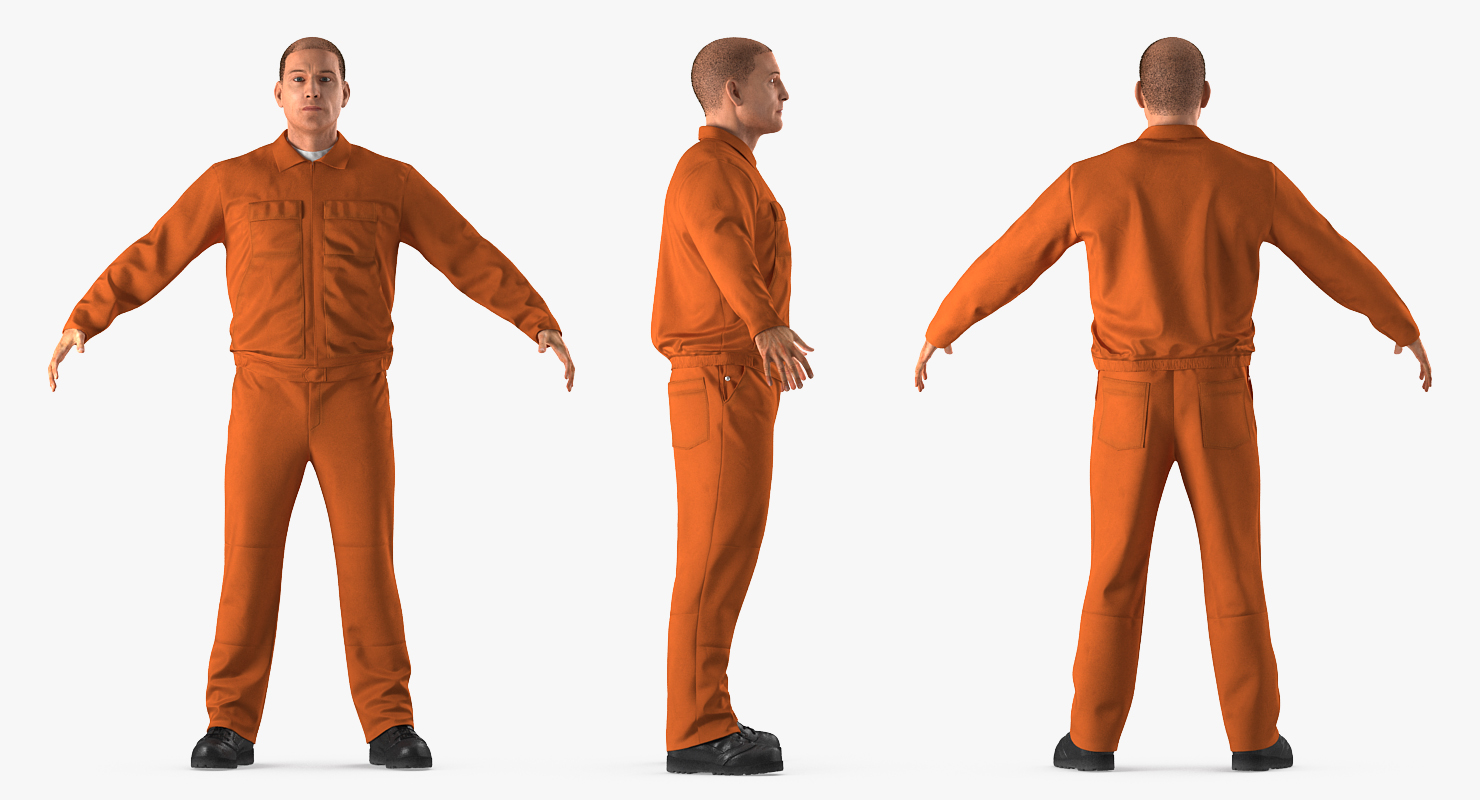 Builder Wearing Orange Long Sleeve Coveralls 3D model