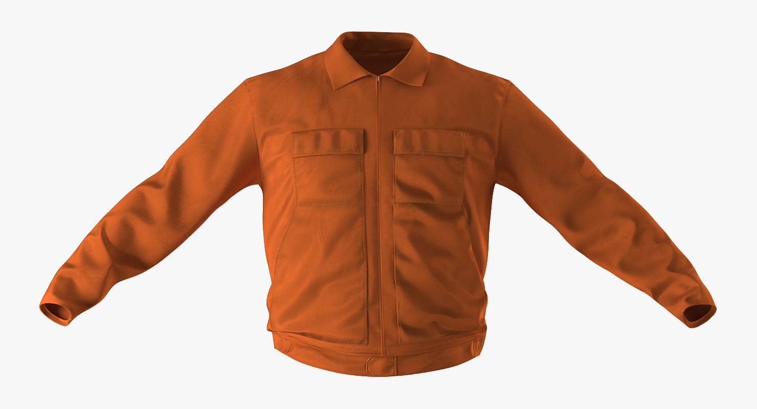 Builder Wearing Orange Long Sleeve Coveralls 3D model