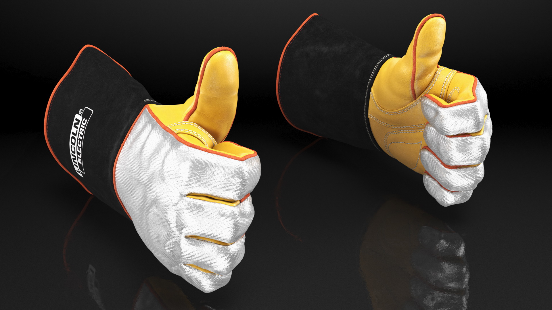 3D model Lincoln Electric Reflective Welding Gloves Thumbs Up Gesture