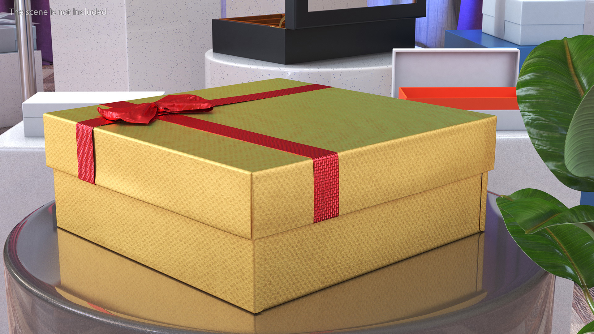 3D Wrapped Gift Box with Ribbon model