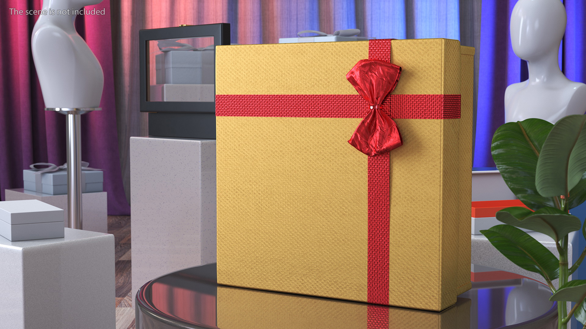 3D Wrapped Gift Box with Ribbon model