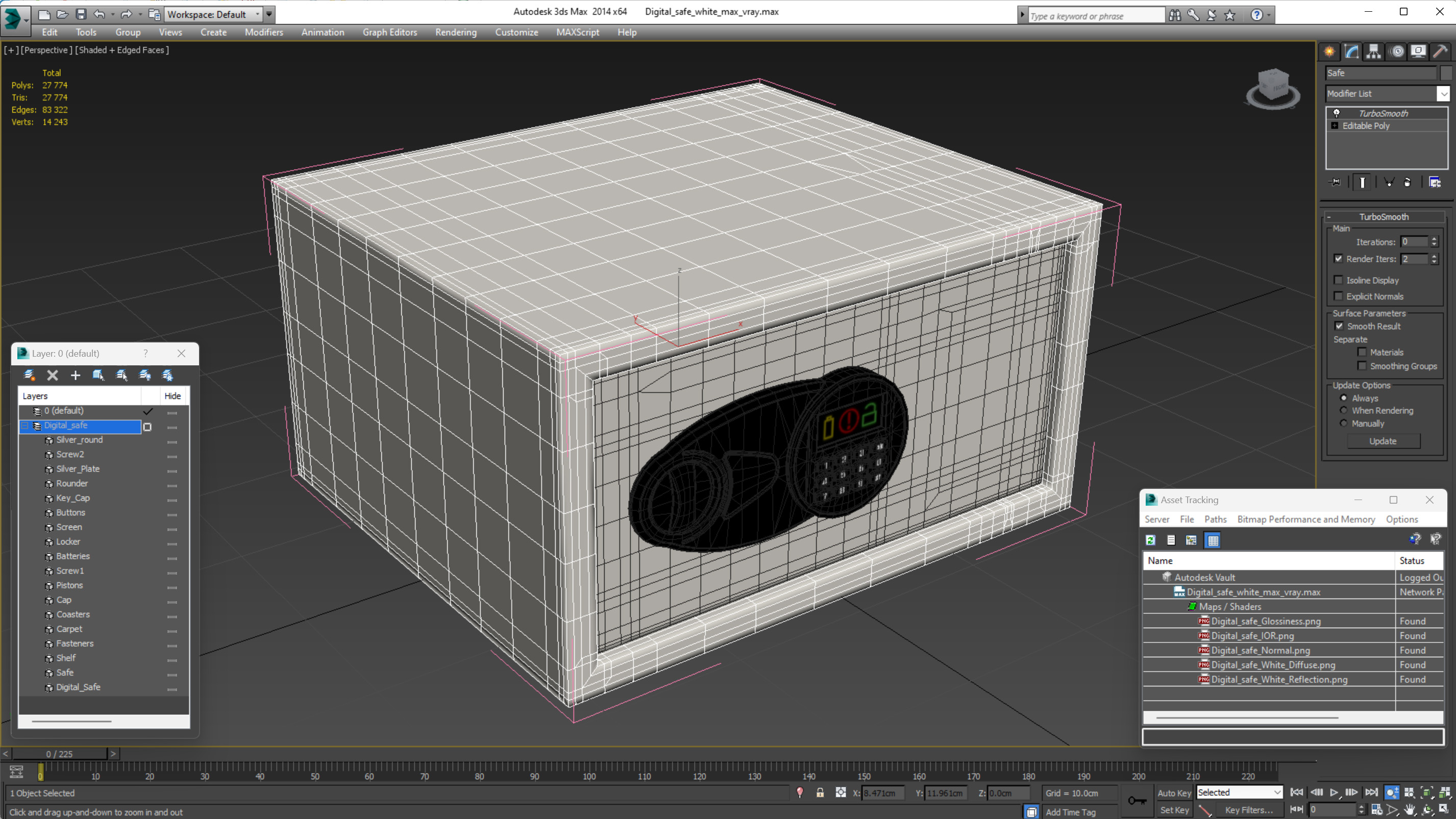 3D Digital safe white model