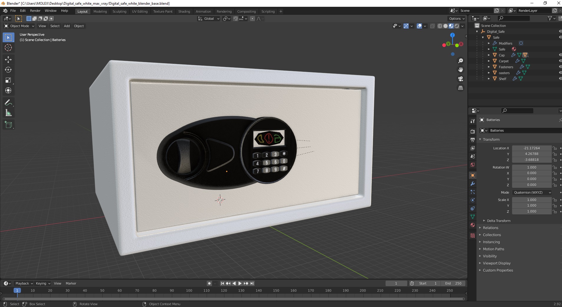 3D Digital safe white model