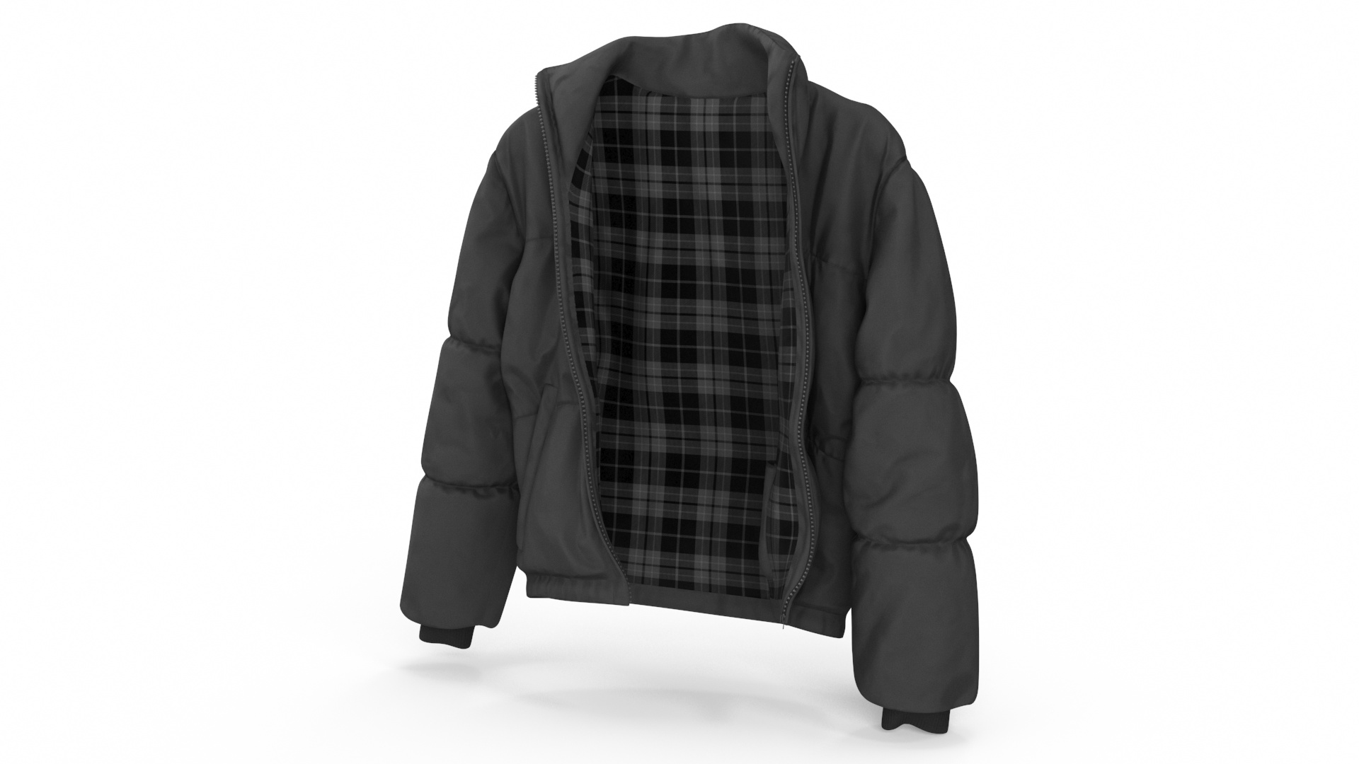 3D Oversize Puffer Mens Jacket Black model