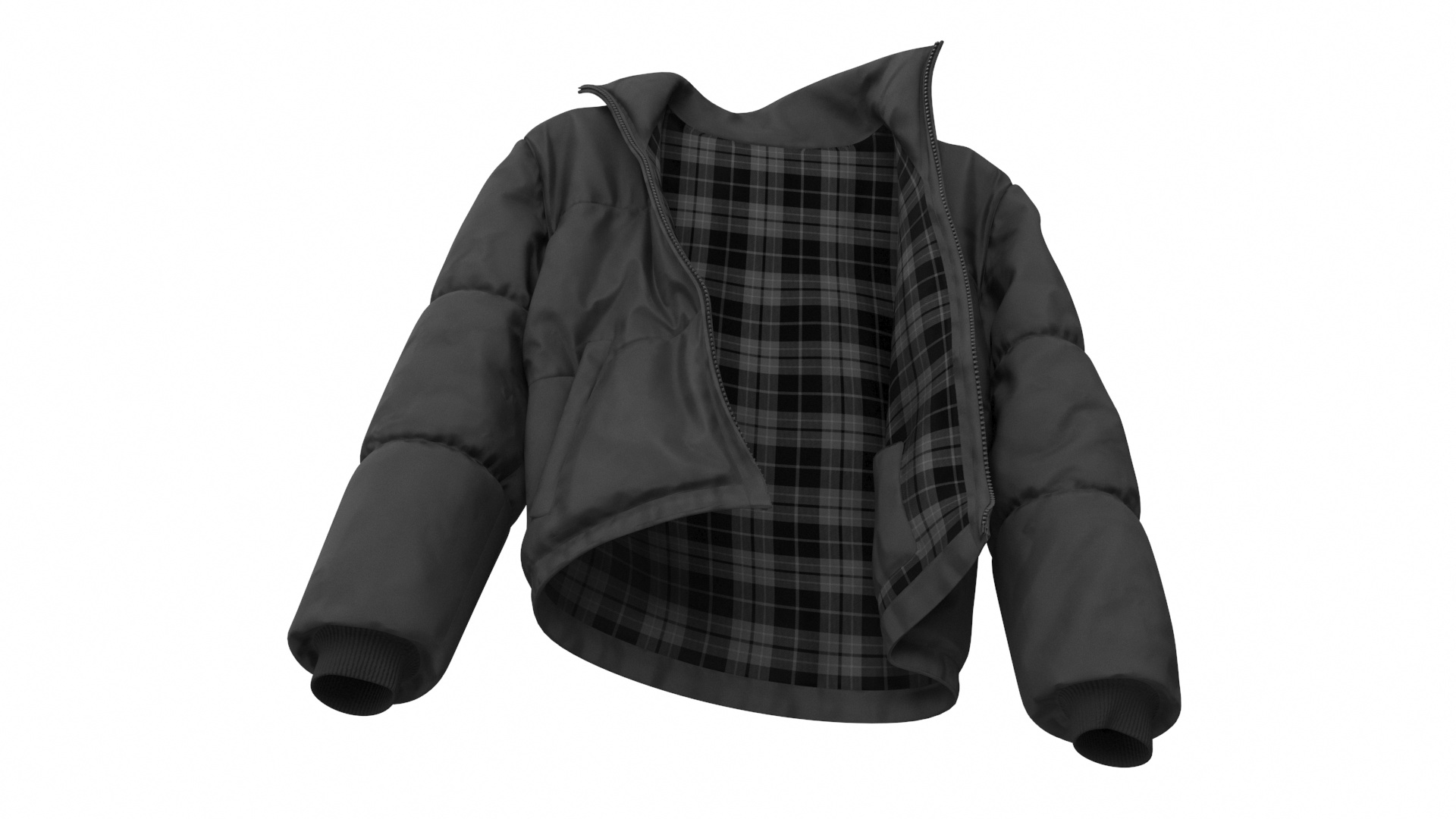 3D Oversize Puffer Mens Jacket Black model