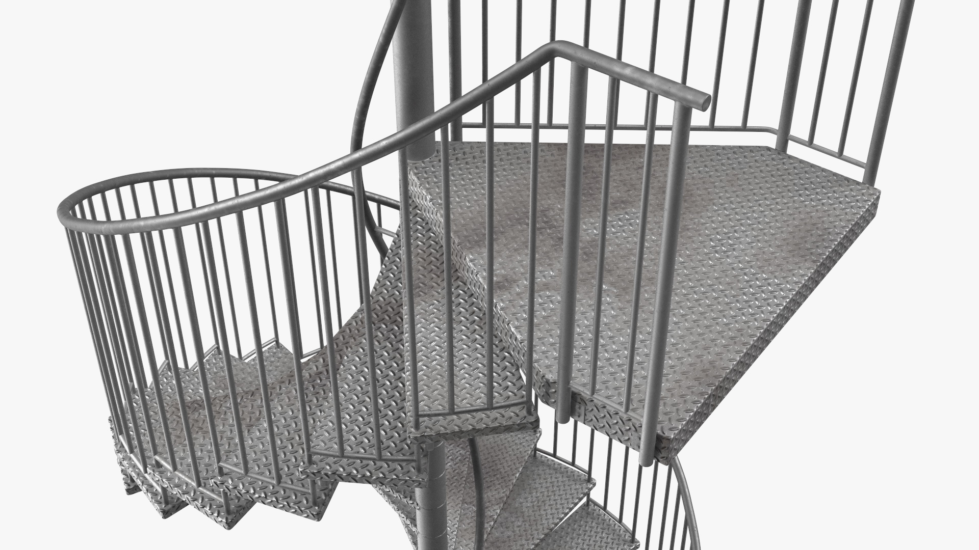 3D model Open Side Spiral Fire Escape Stairs