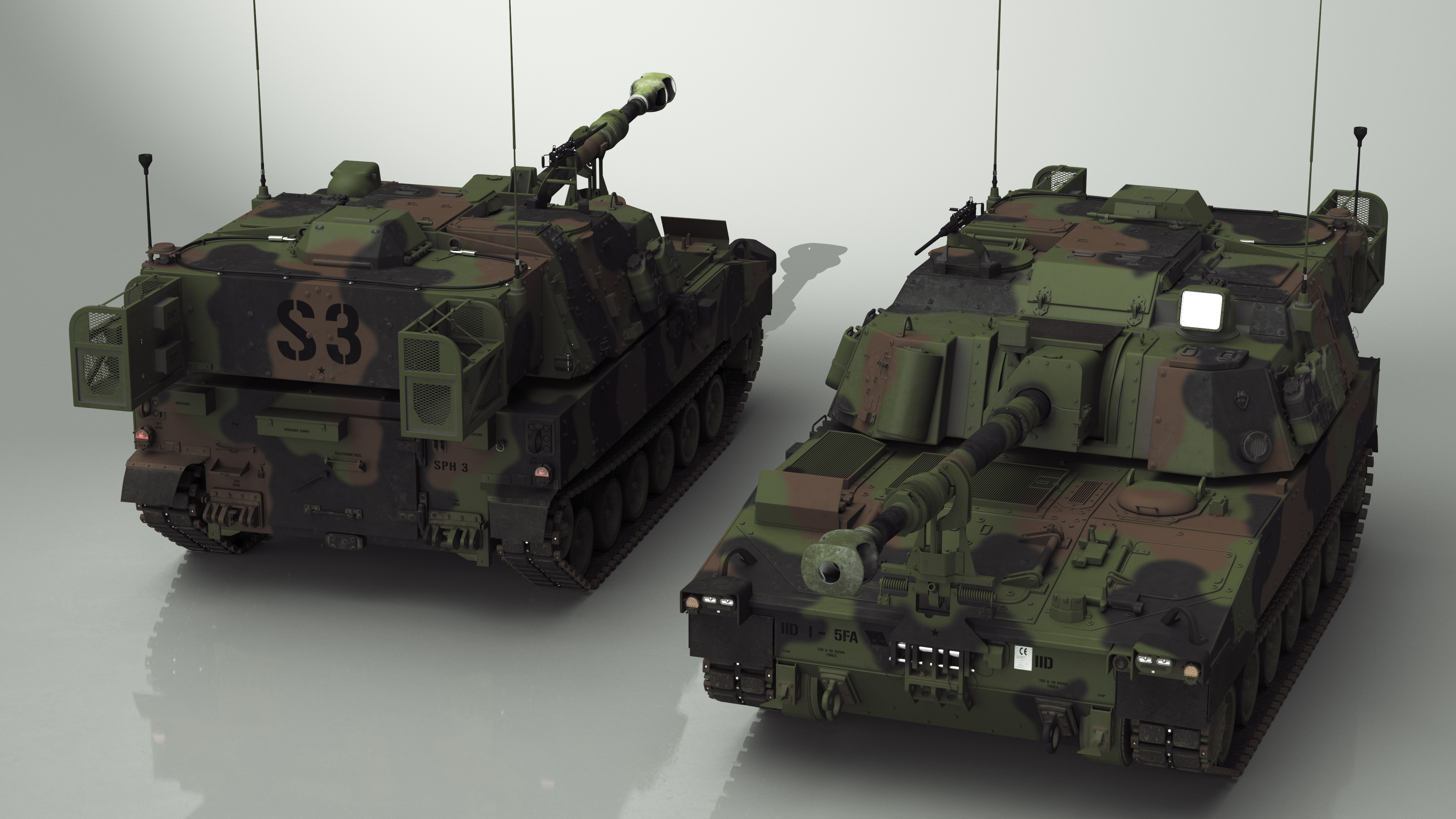 3D M109 Paladin Howitzer Camouflage Color model