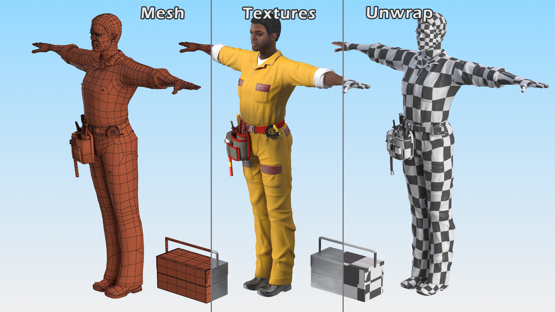 3D African American Locksmith Rigged model