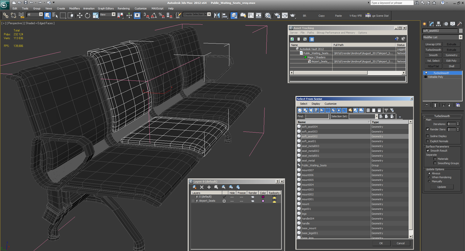 3D model Public Waiting Seats