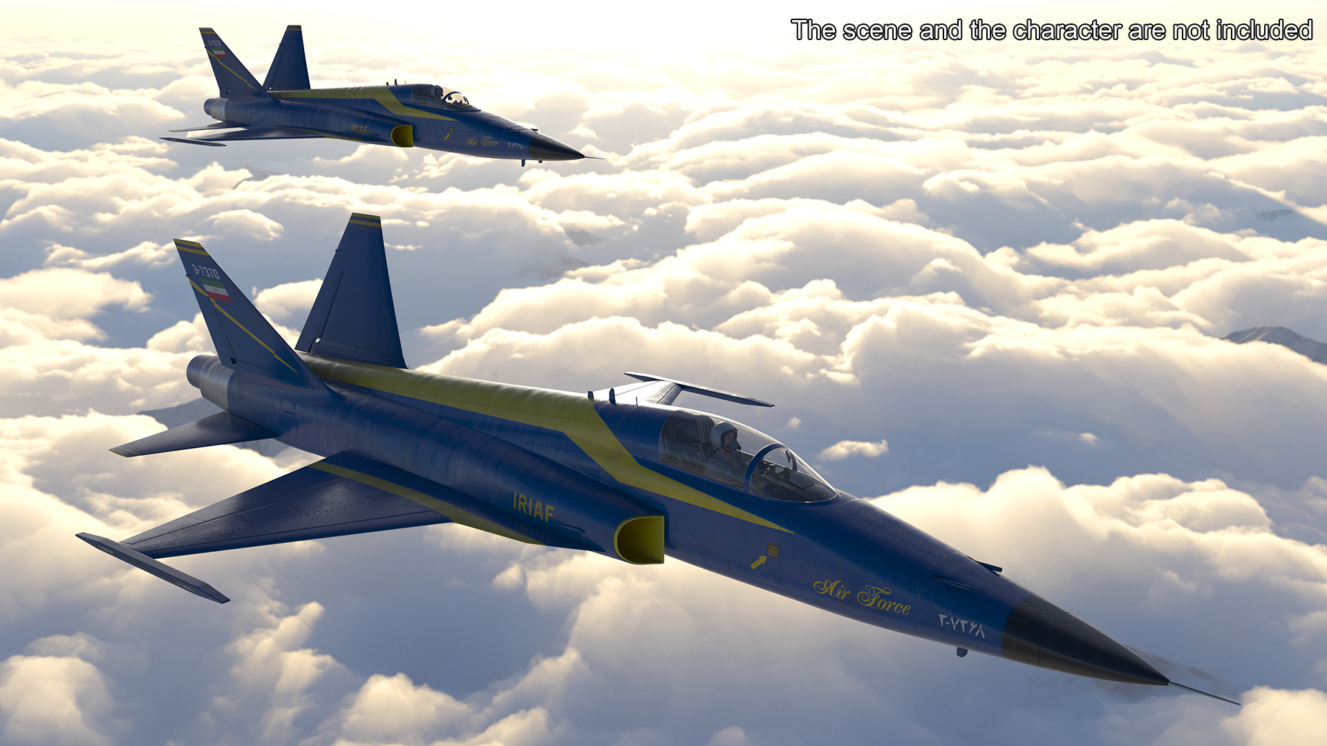 3D HESA Saeqeh Iranian Aircraft without Rockets Blue Rigged