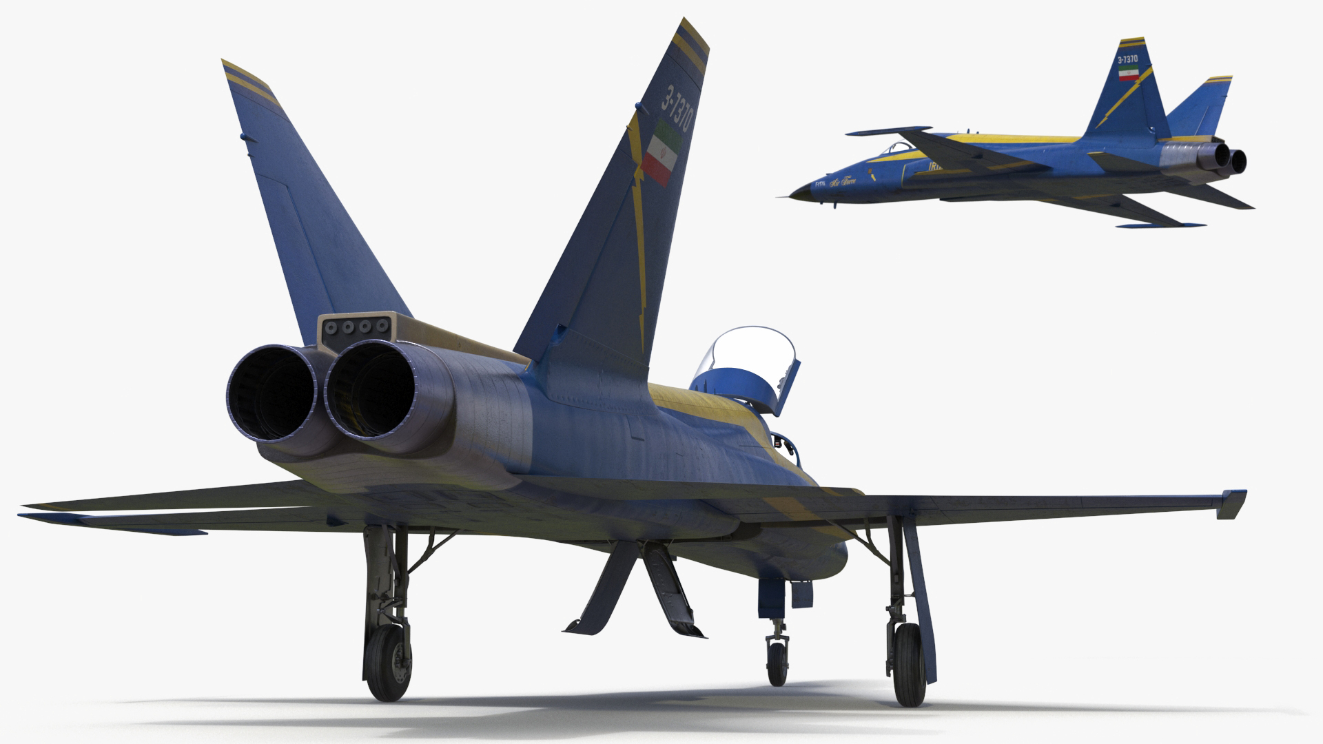 3D HESA Saeqeh Iranian Aircraft without Rockets Blue Rigged