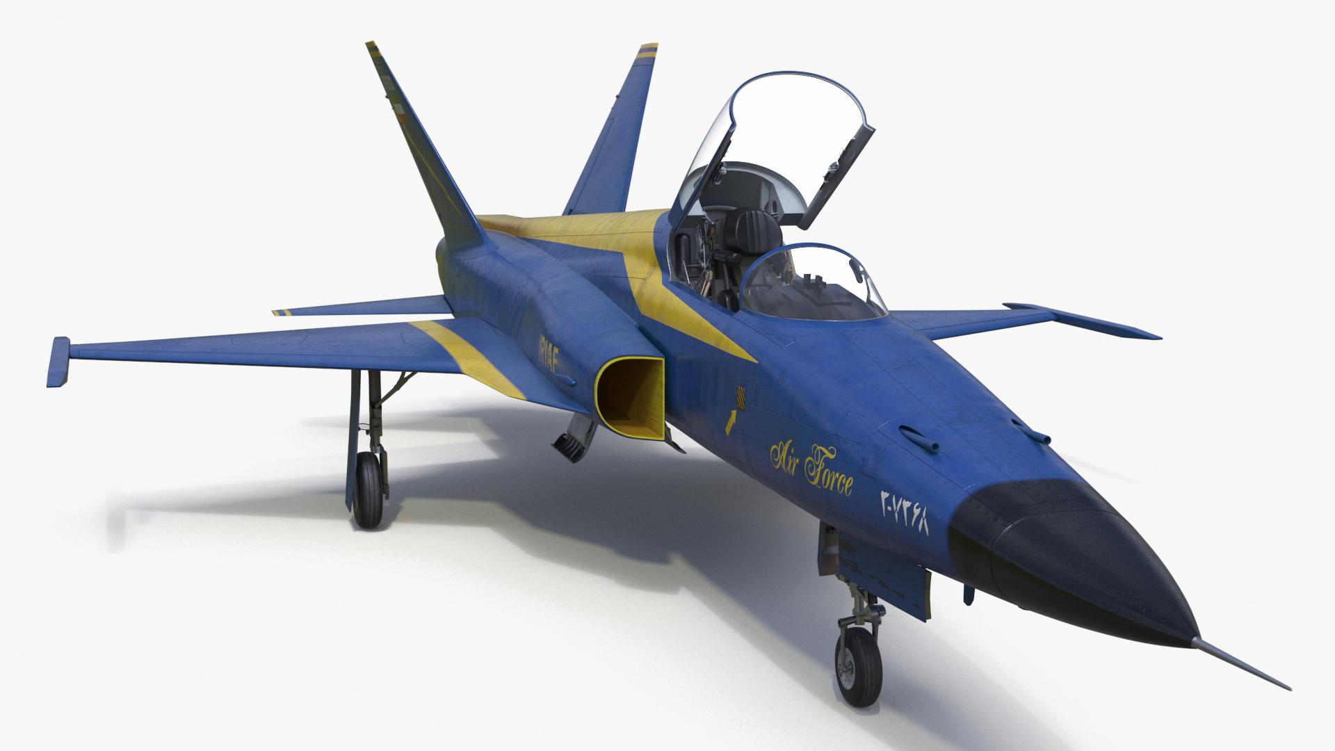 3D HESA Saeqeh Iranian Aircraft without Rockets Blue Rigged