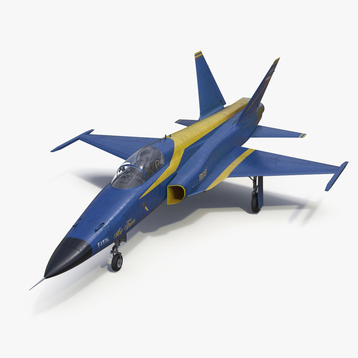 3D HESA Saeqeh Iranian Aircraft without Rockets Blue Rigged