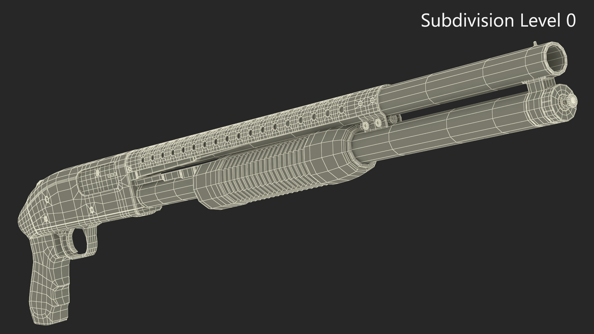 3D model Brown Gold Pump Action Shotgun