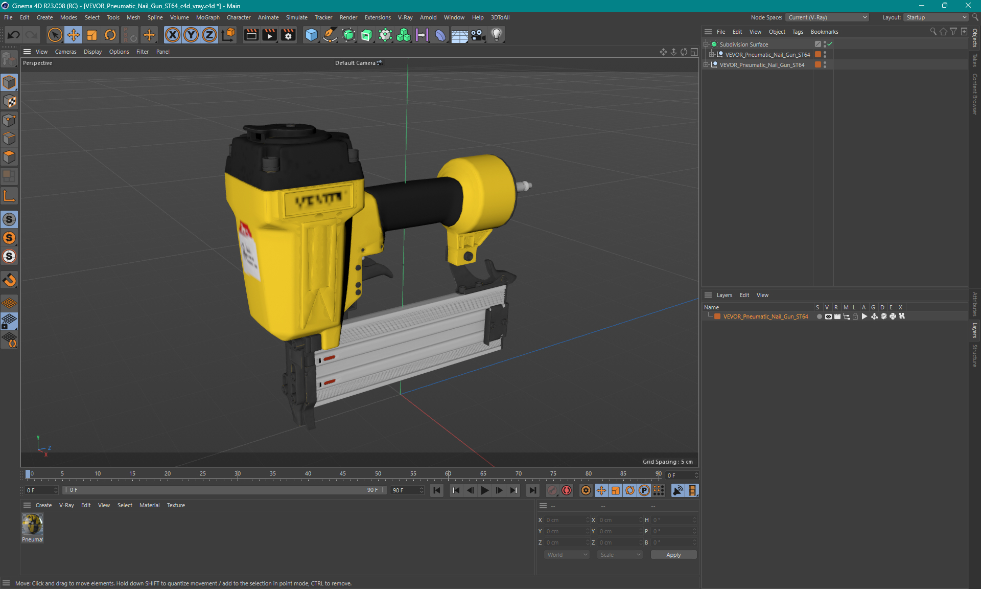 VEVOR Pneumatic Nail Gun ST64 3D model