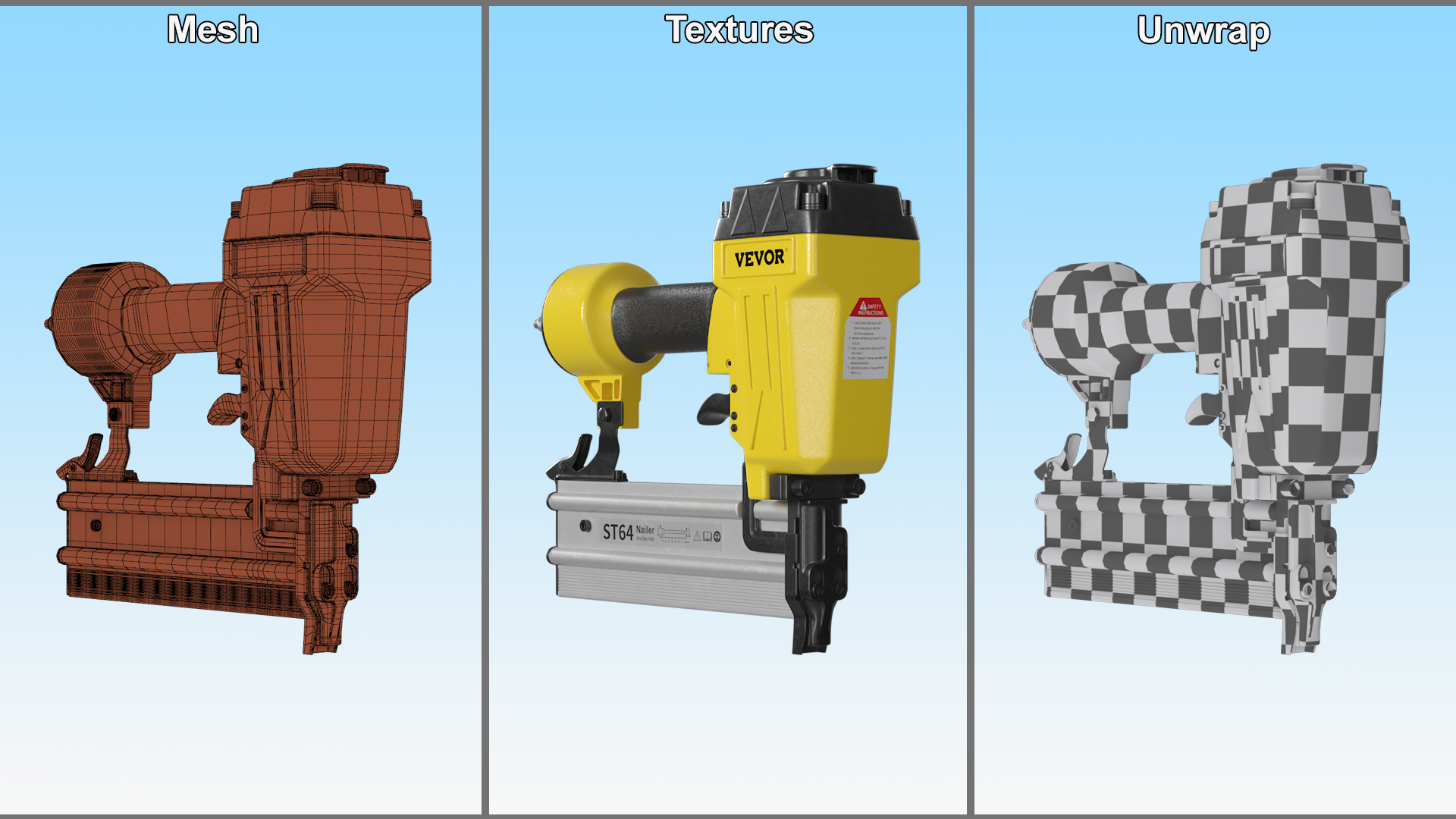 VEVOR Pneumatic Nail Gun ST64 3D model