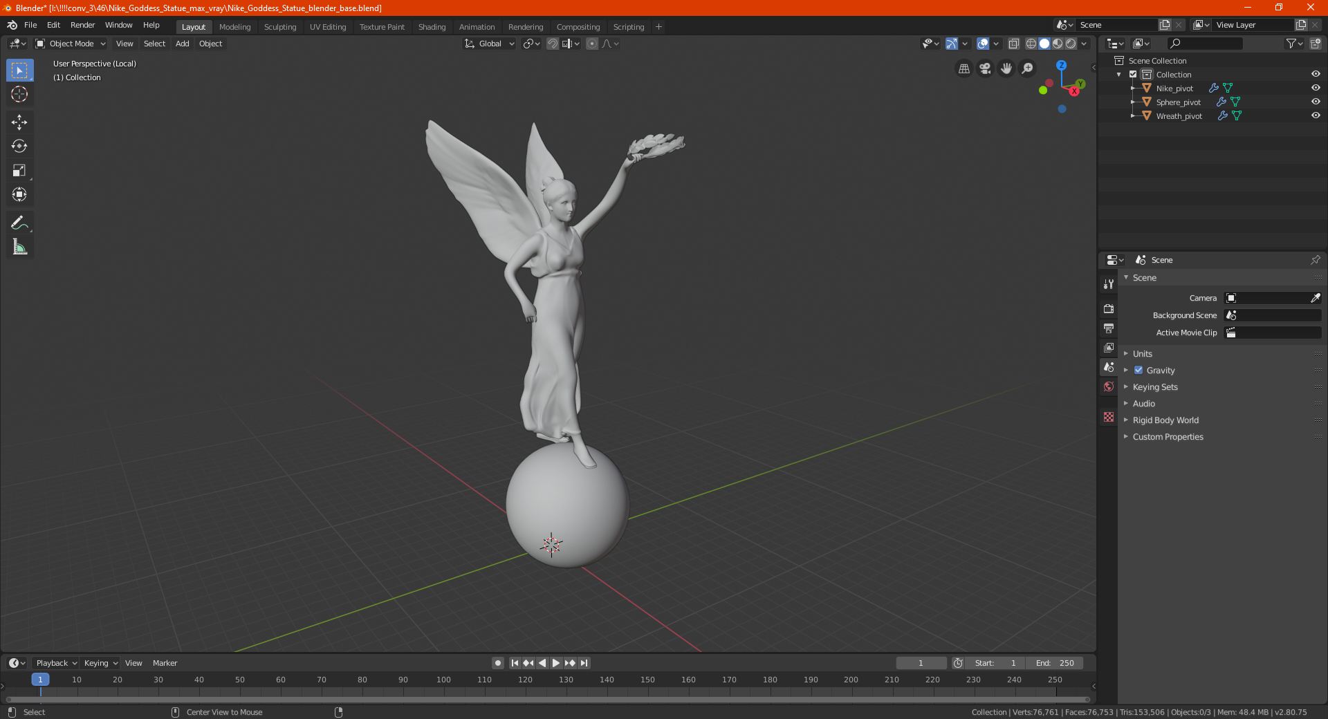 Nike Goddess Statue for 3D Print 3D