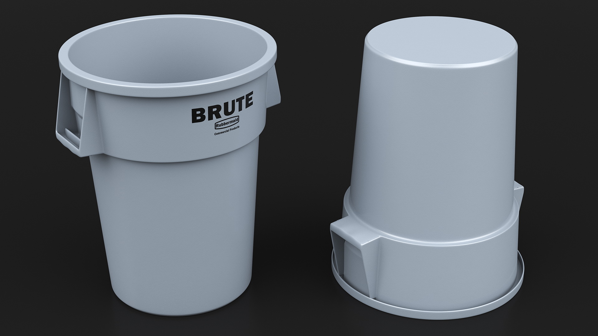 Brute Round Commercial Trash Can Grey 3D