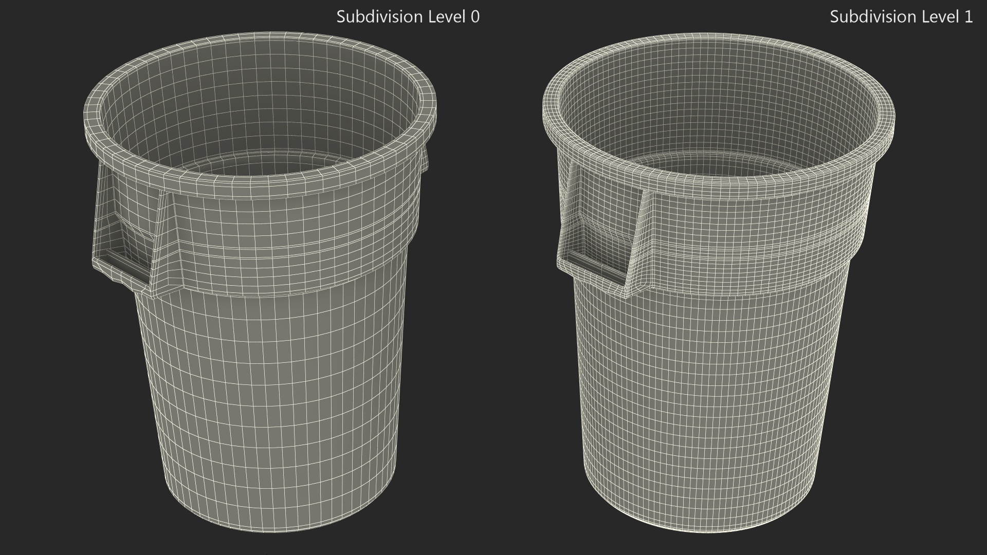 Brute Round Commercial Trash Can Grey 3D