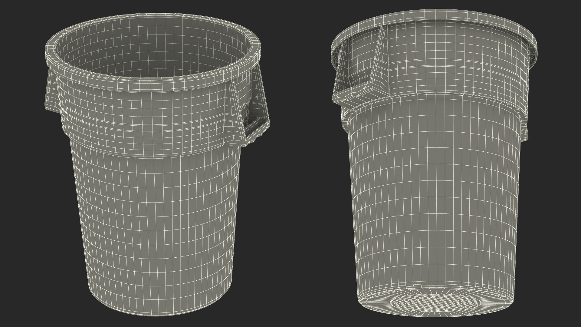 Brute Round Commercial Trash Can Grey 3D