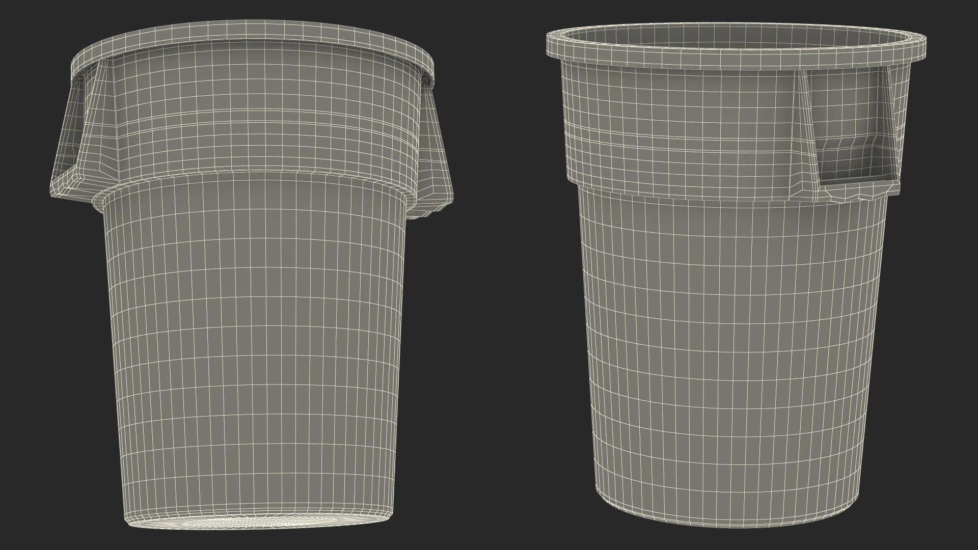 Brute Round Commercial Trash Can Grey 3D