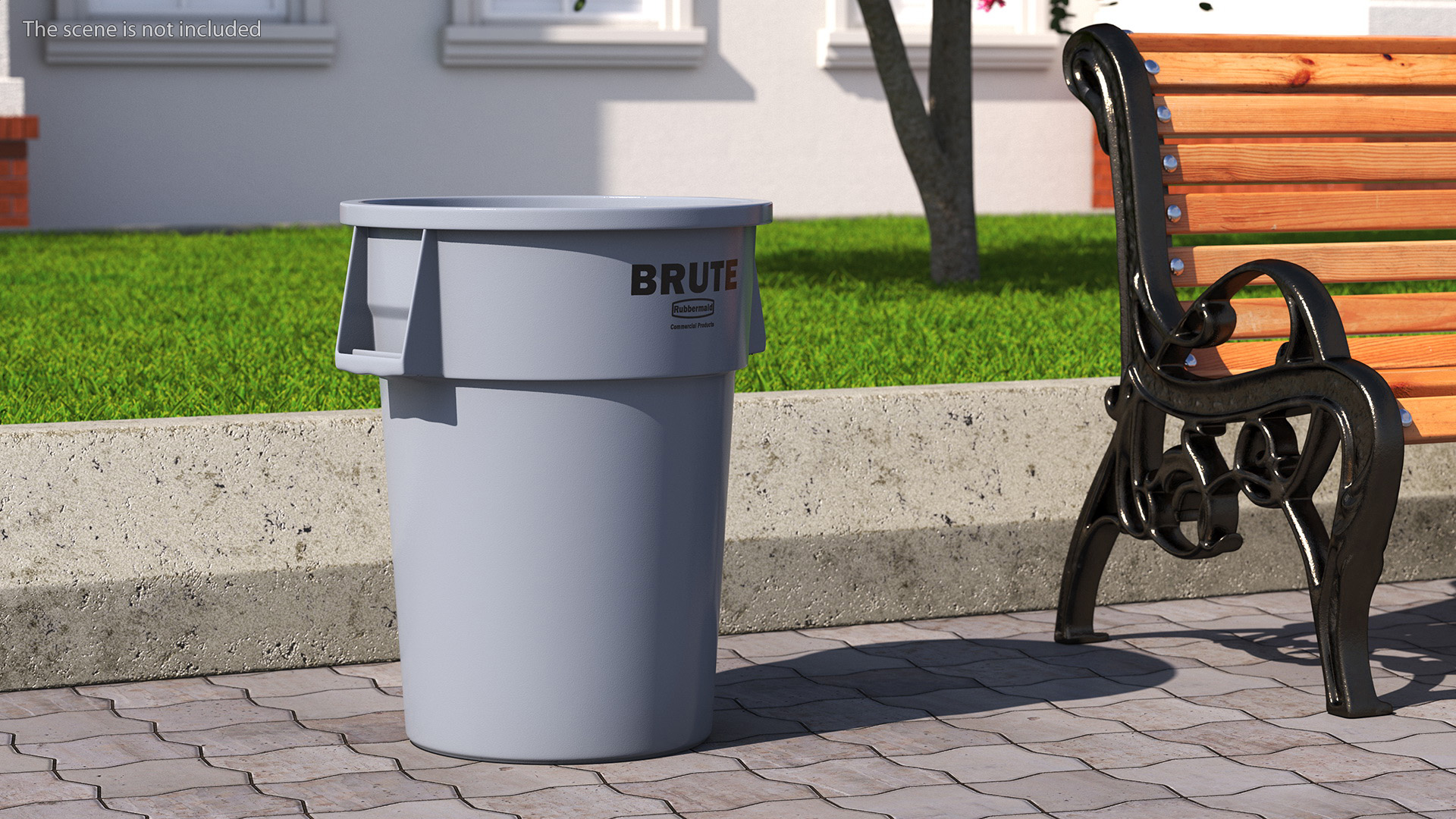 Brute Round Commercial Trash Can Grey 3D