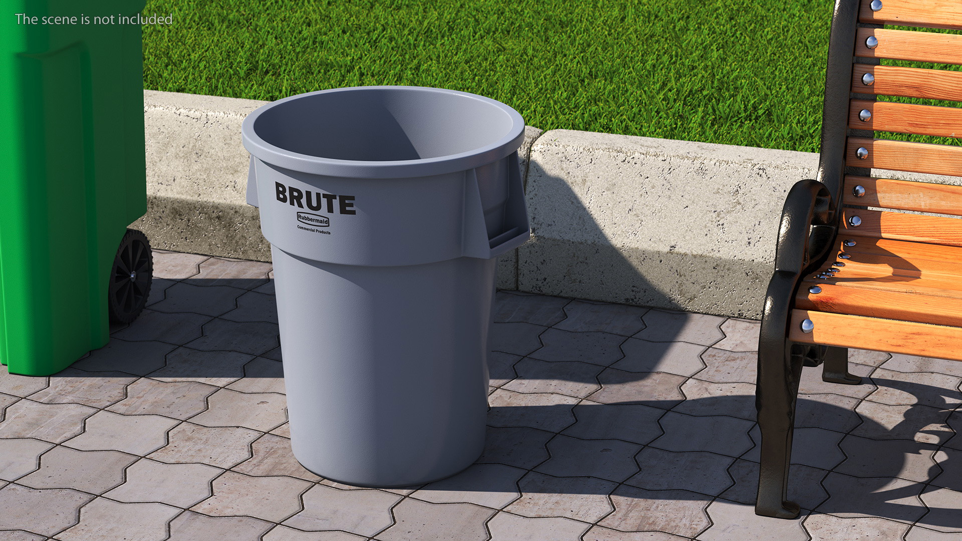 Brute Round Commercial Trash Can Grey 3D