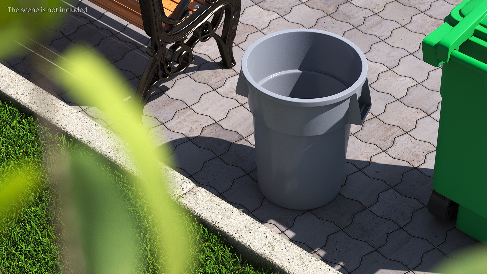 Brute Round Commercial Trash Can Grey 3D