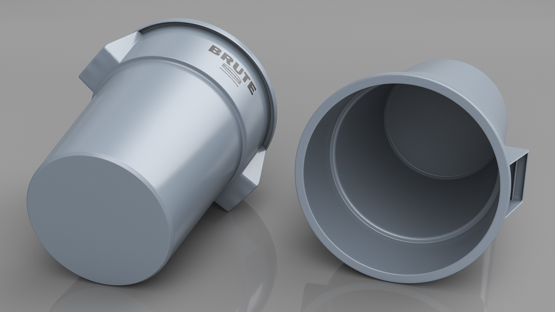 Brute Round Commercial Trash Can Grey 3D