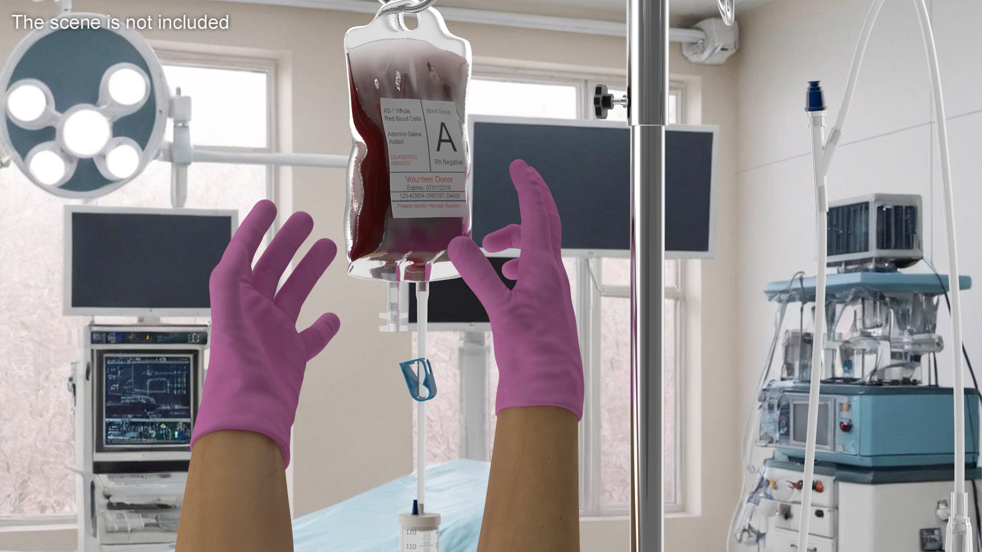 3D model Medical Gloves on Hands Pink Rigged