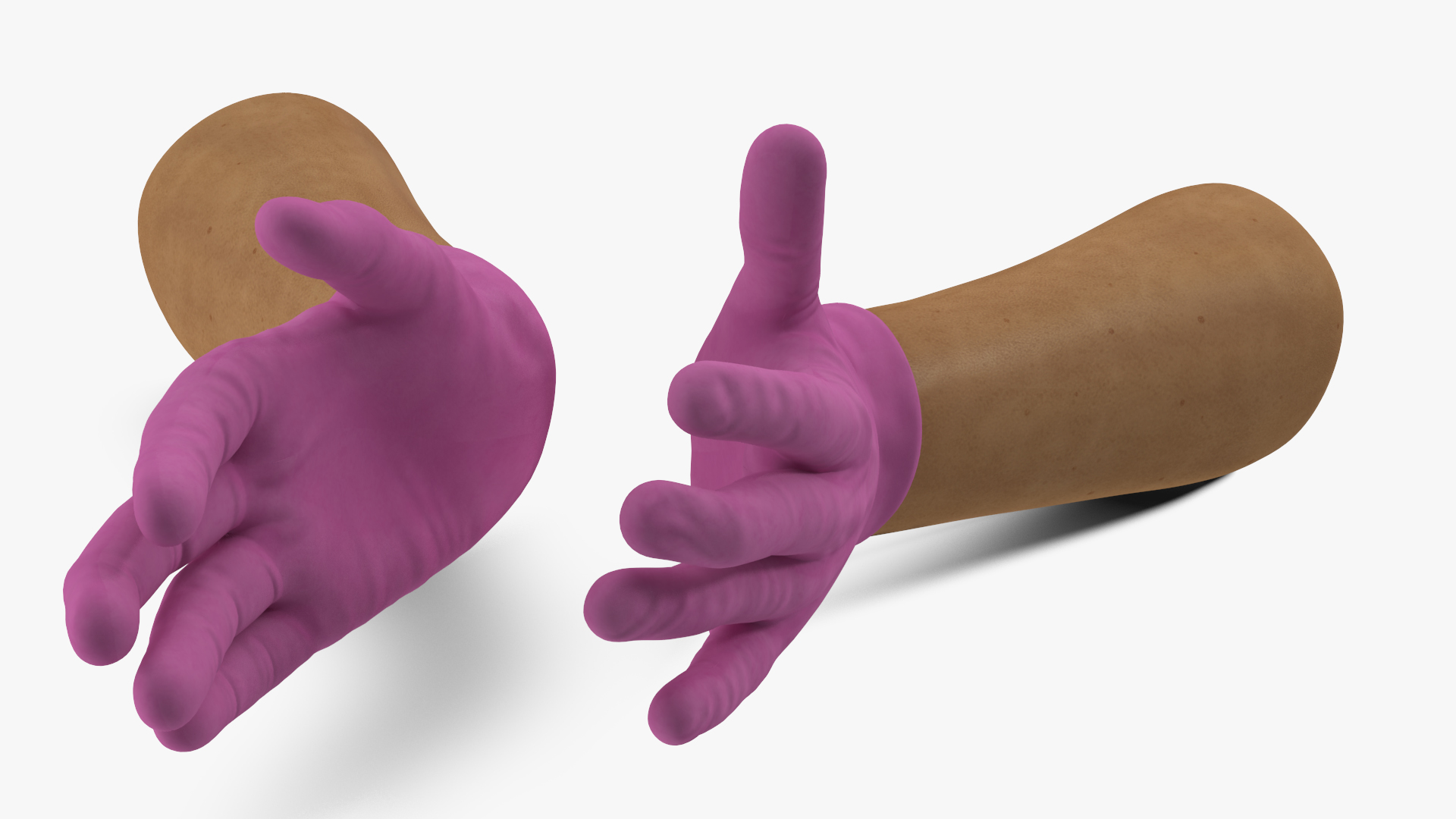 3D model Medical Gloves on Hands Pink Rigged