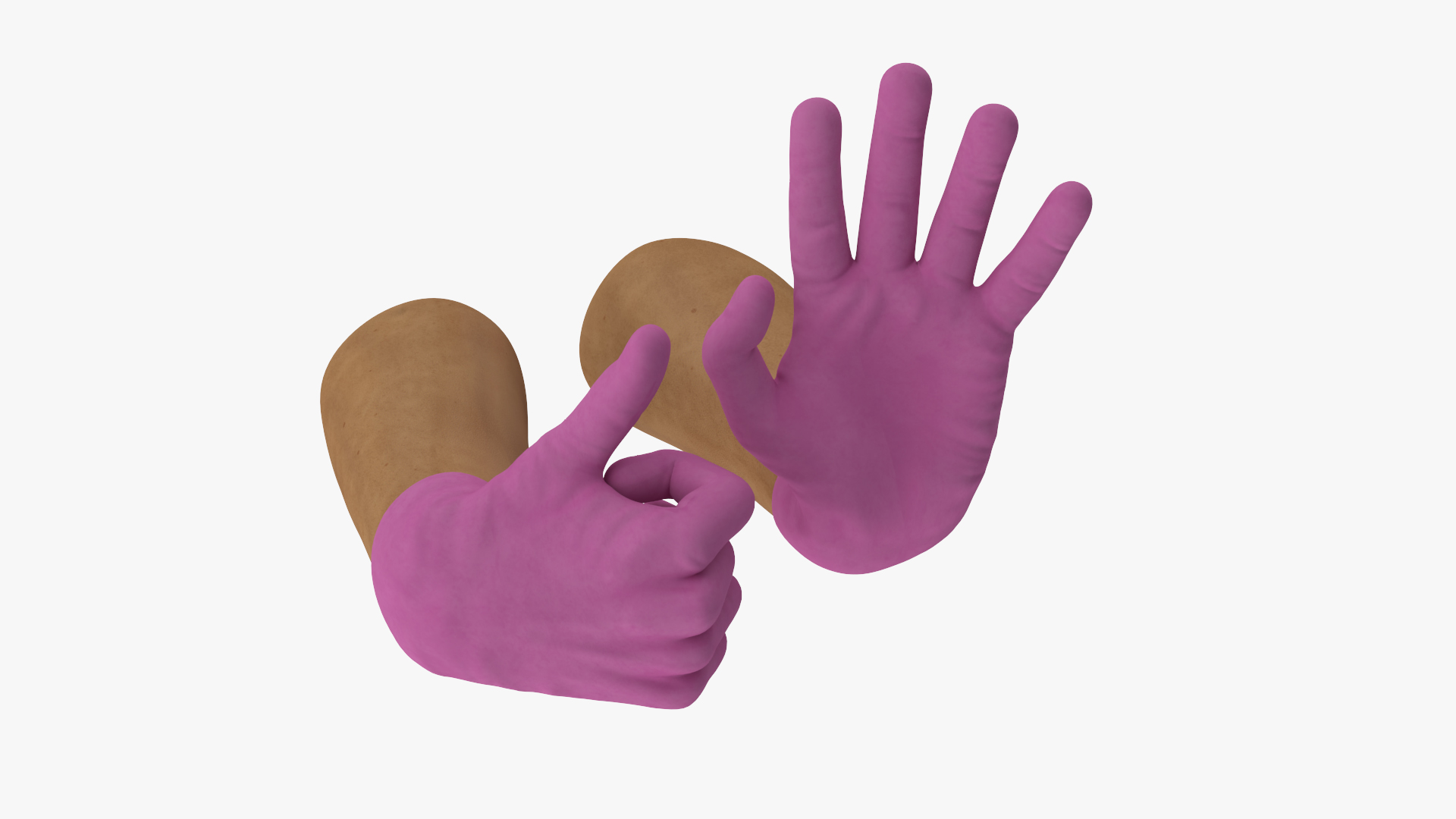 3D model Medical Gloves on Hands Pink Rigged