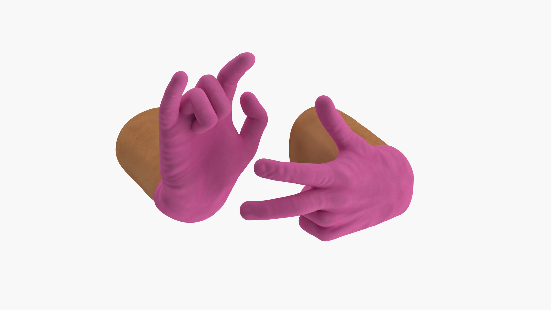 3D model Medical Gloves on Hands Pink Rigged