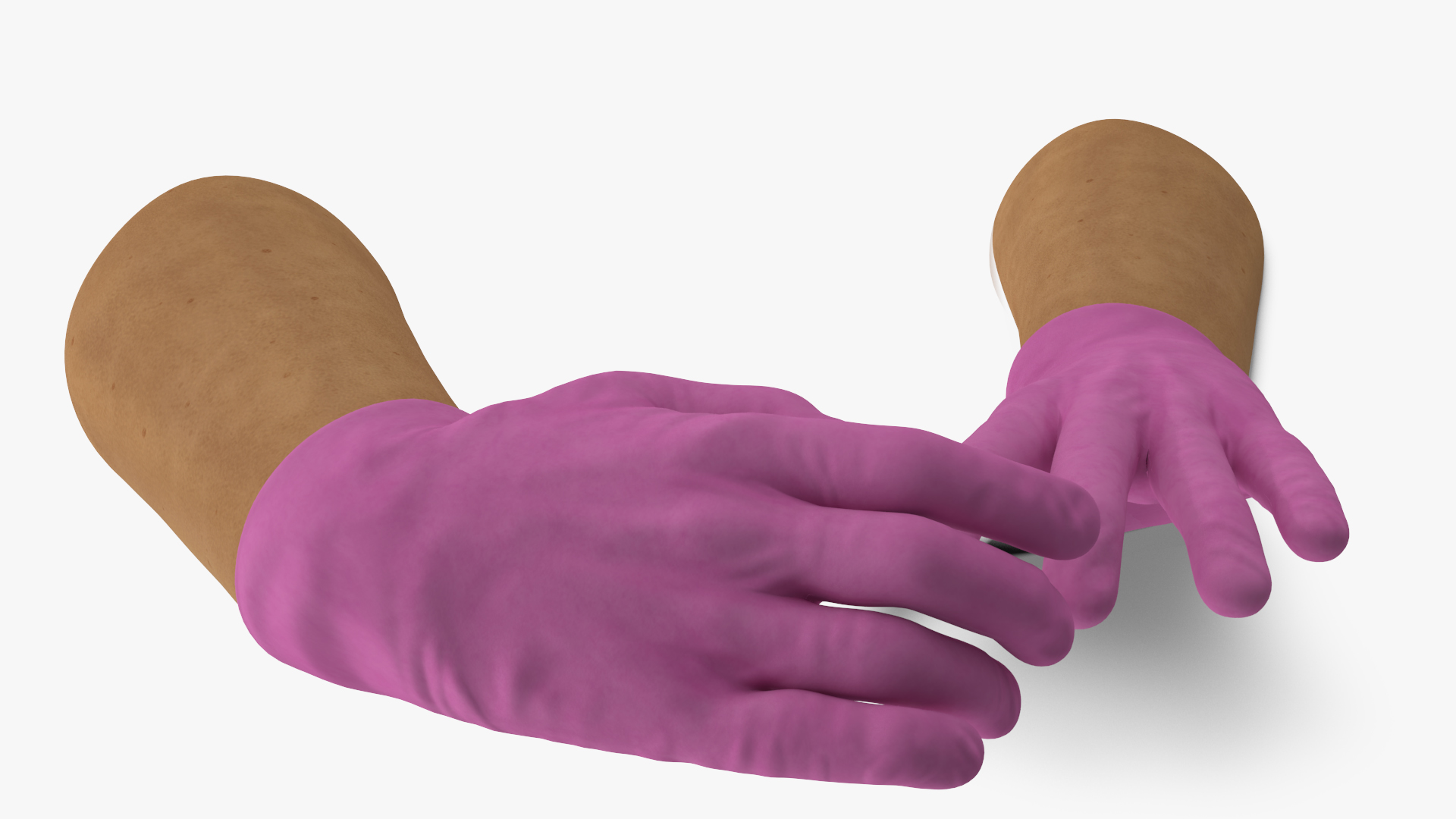 3D model Medical Gloves on Hands Pink Rigged