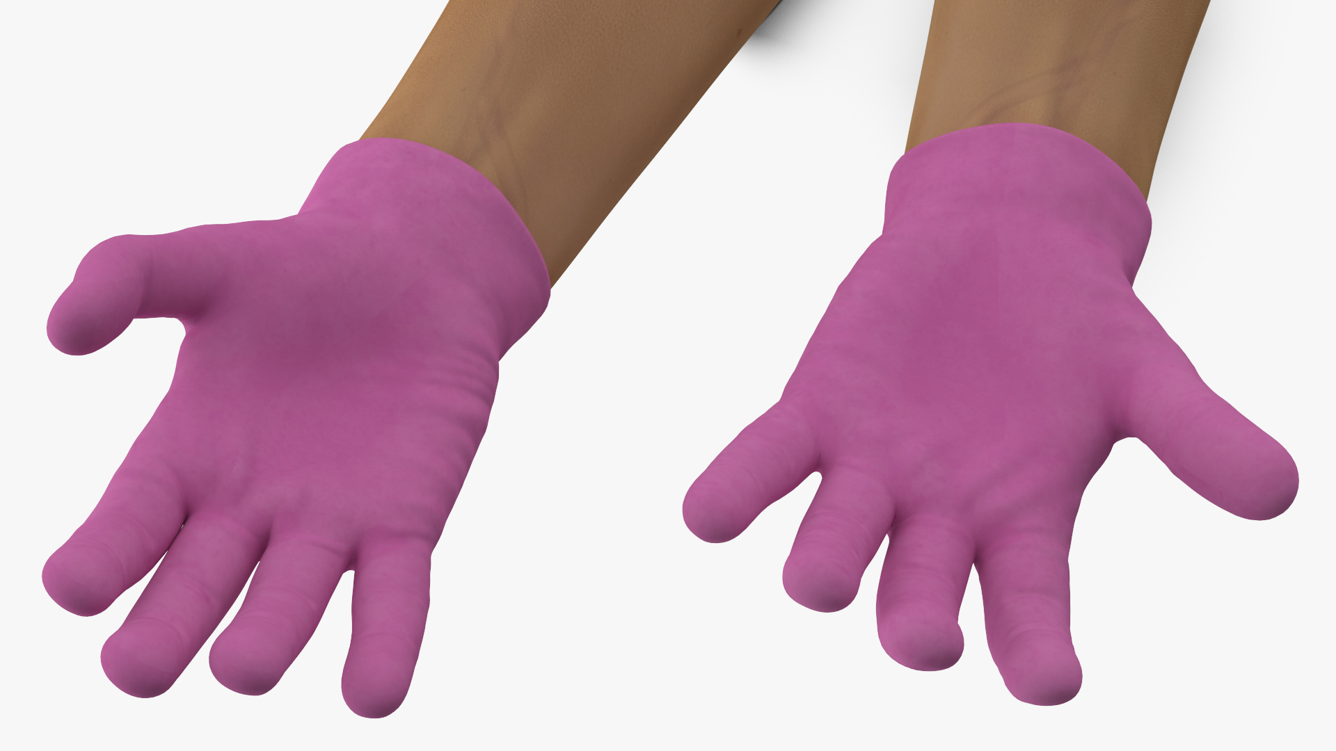 3D model Medical Gloves on Hands Pink Rigged