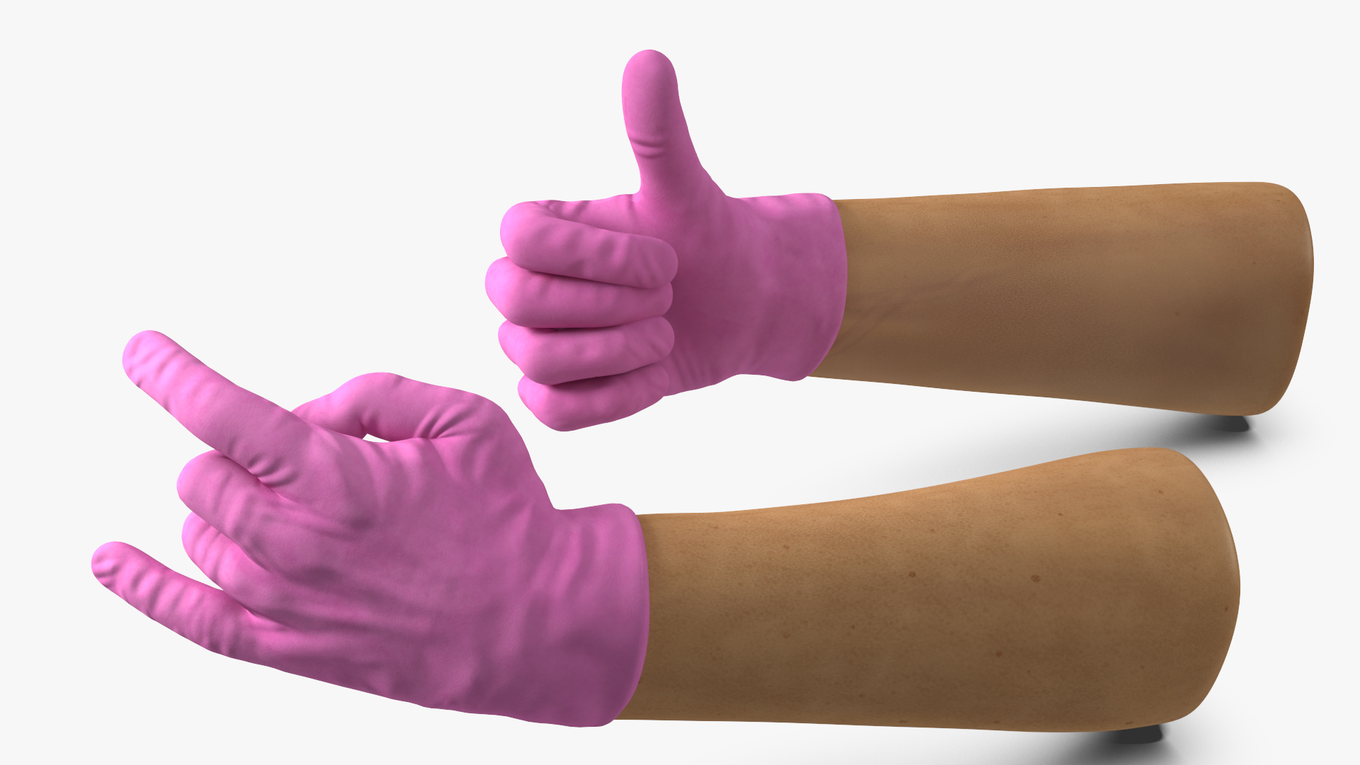 3D model Medical Gloves on Hands Pink Rigged