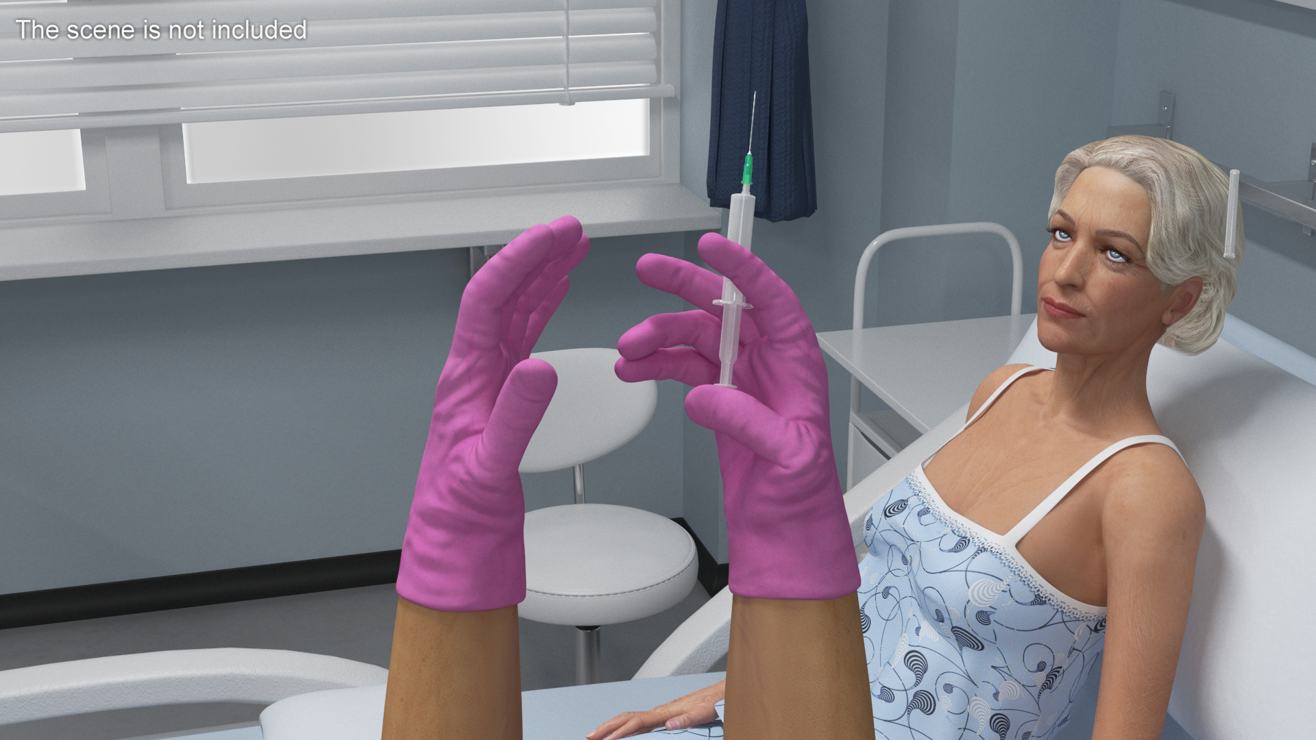 3D model Medical Gloves on Hands Pink Rigged