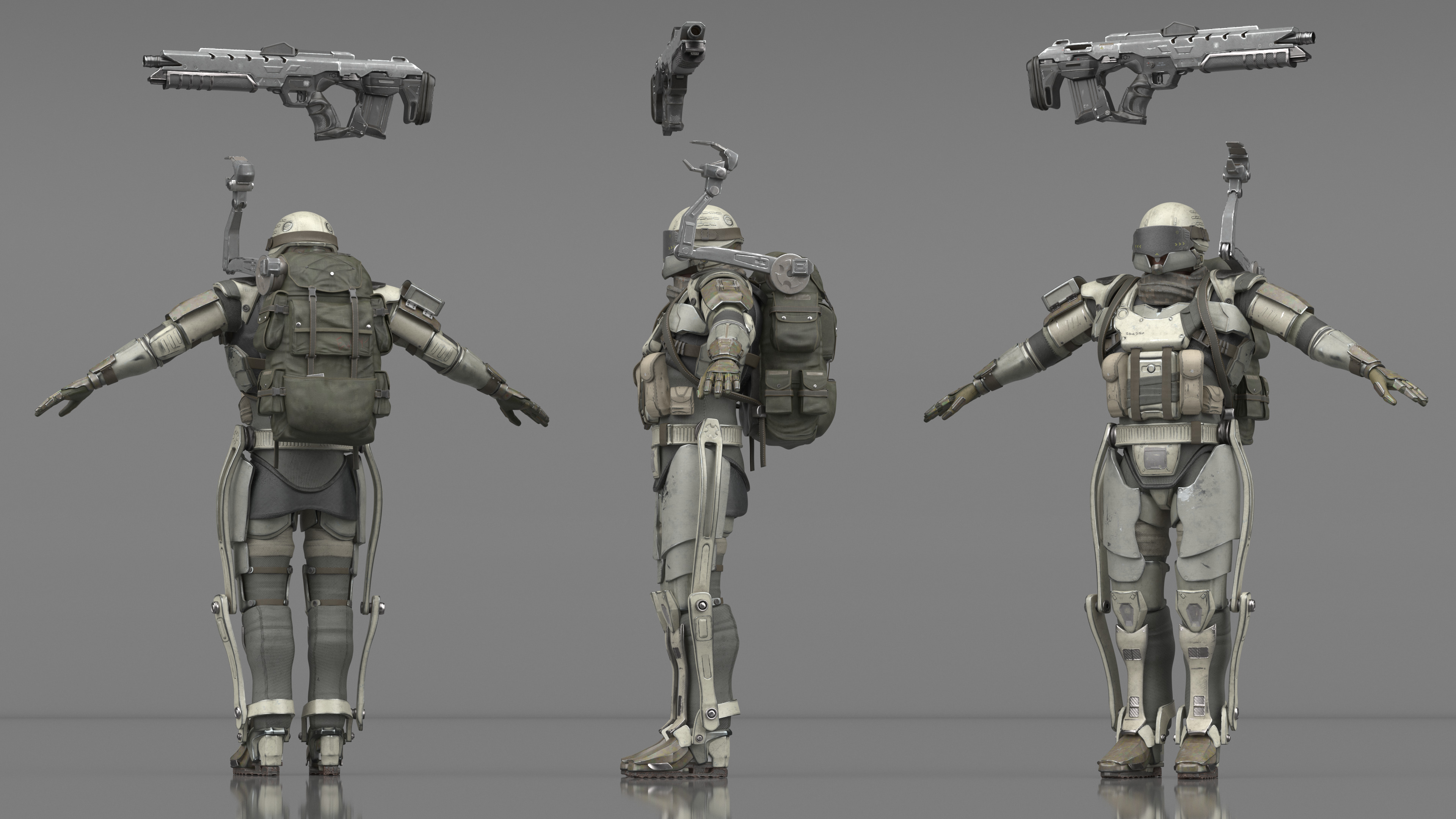 3D Exoskeleton Future Soldier A-pose model