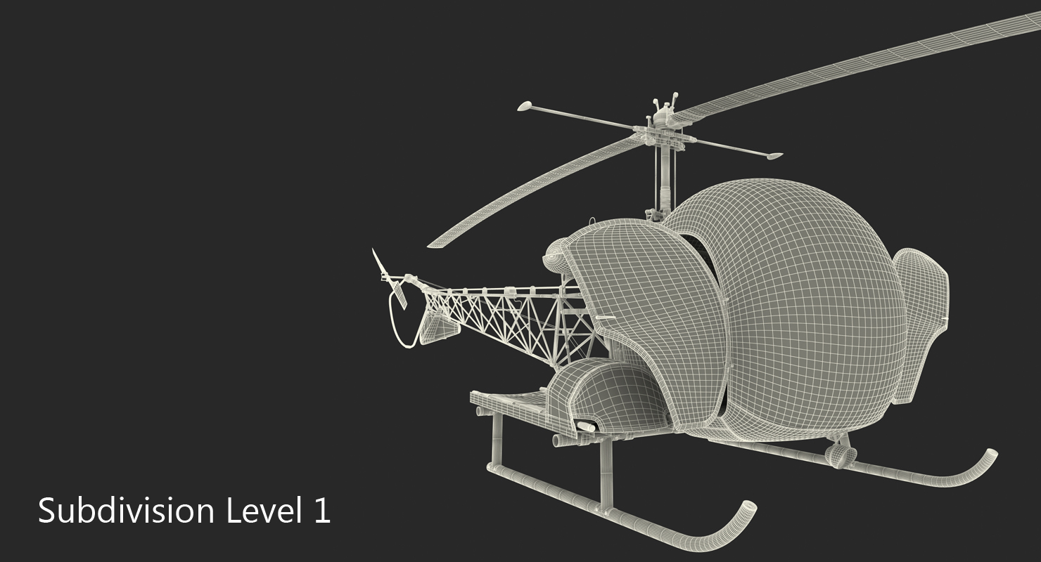 3D Bell H 13 Sioux United States Army Rigged