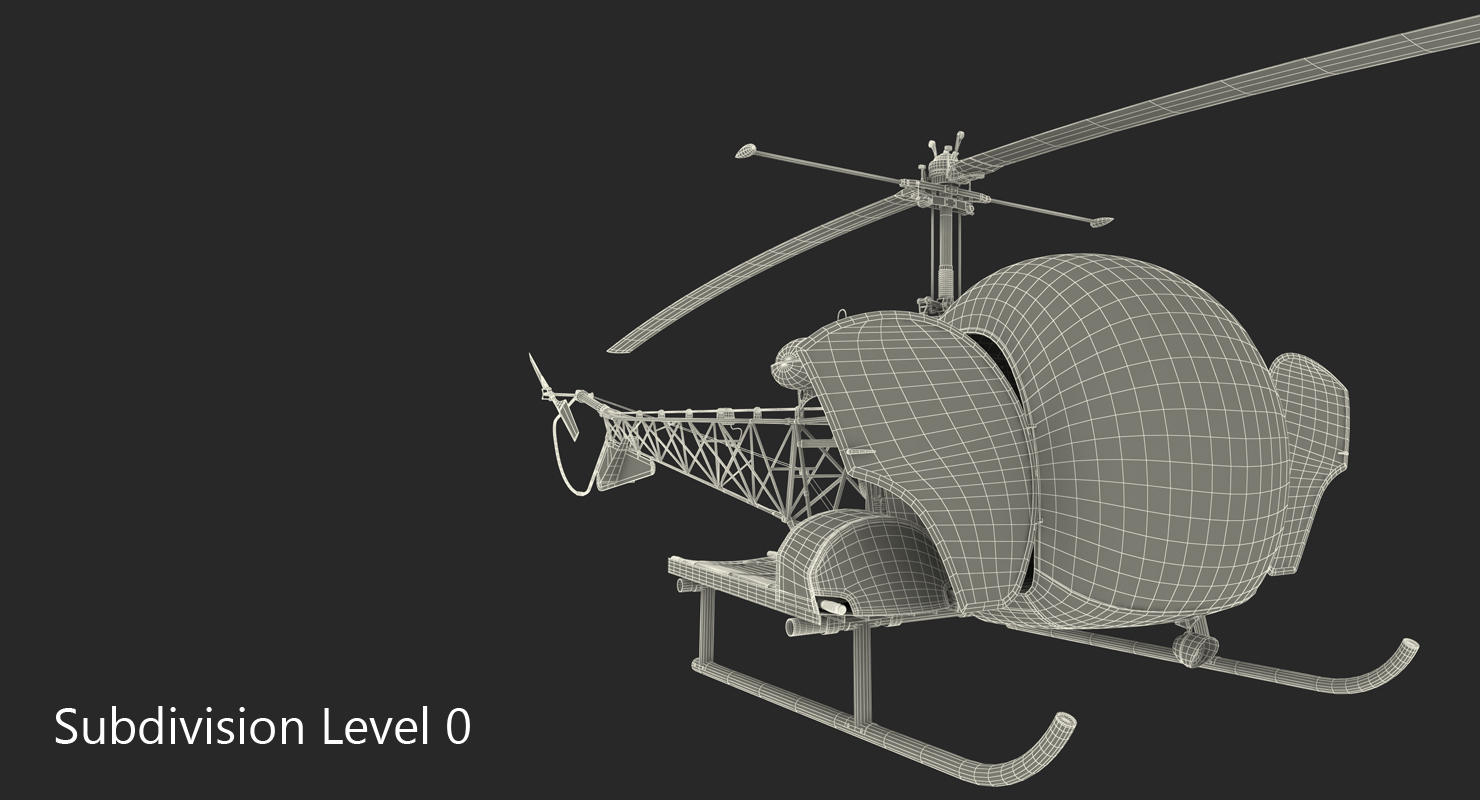 3D Bell H 13 Sioux United States Army Rigged