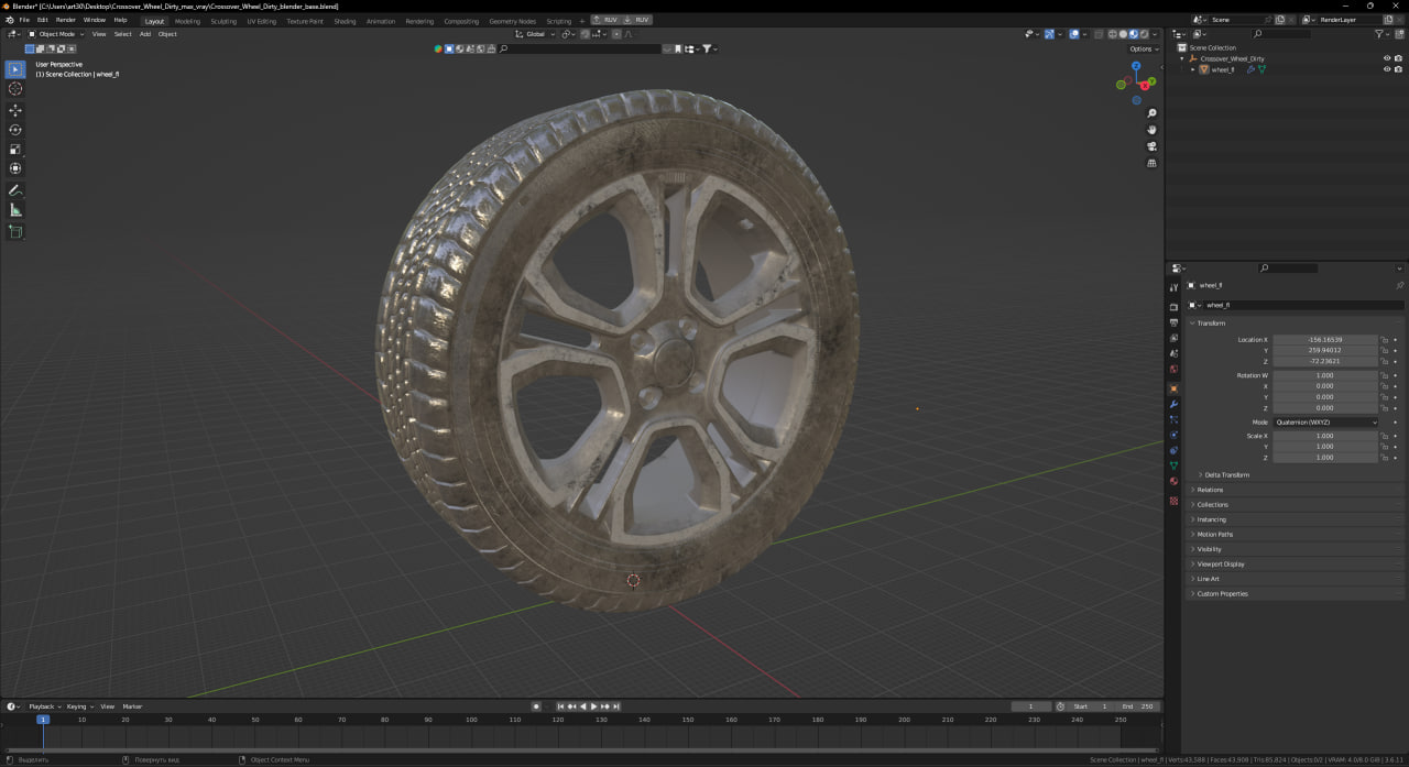 3D Crossover Wheel Dirty