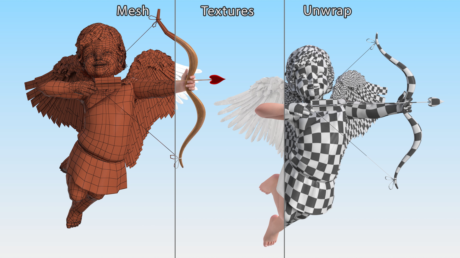 3D Boy Cupid Flying