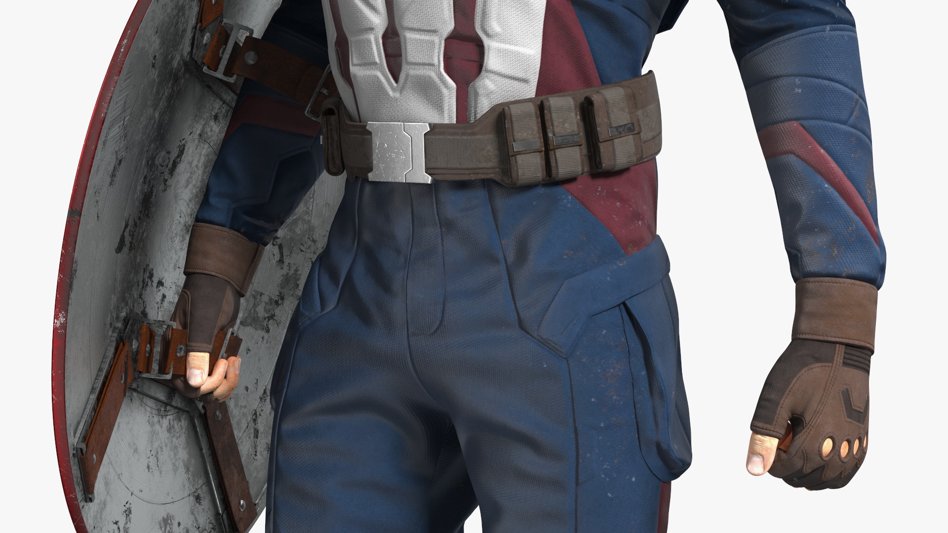 Captain America Standing in Worn Suit 3D