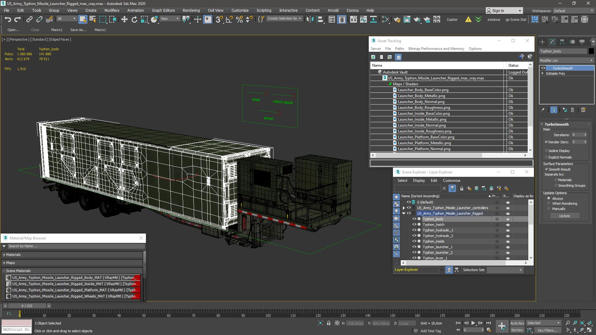 3D US Army Typhon Missile Launcher Rigged model