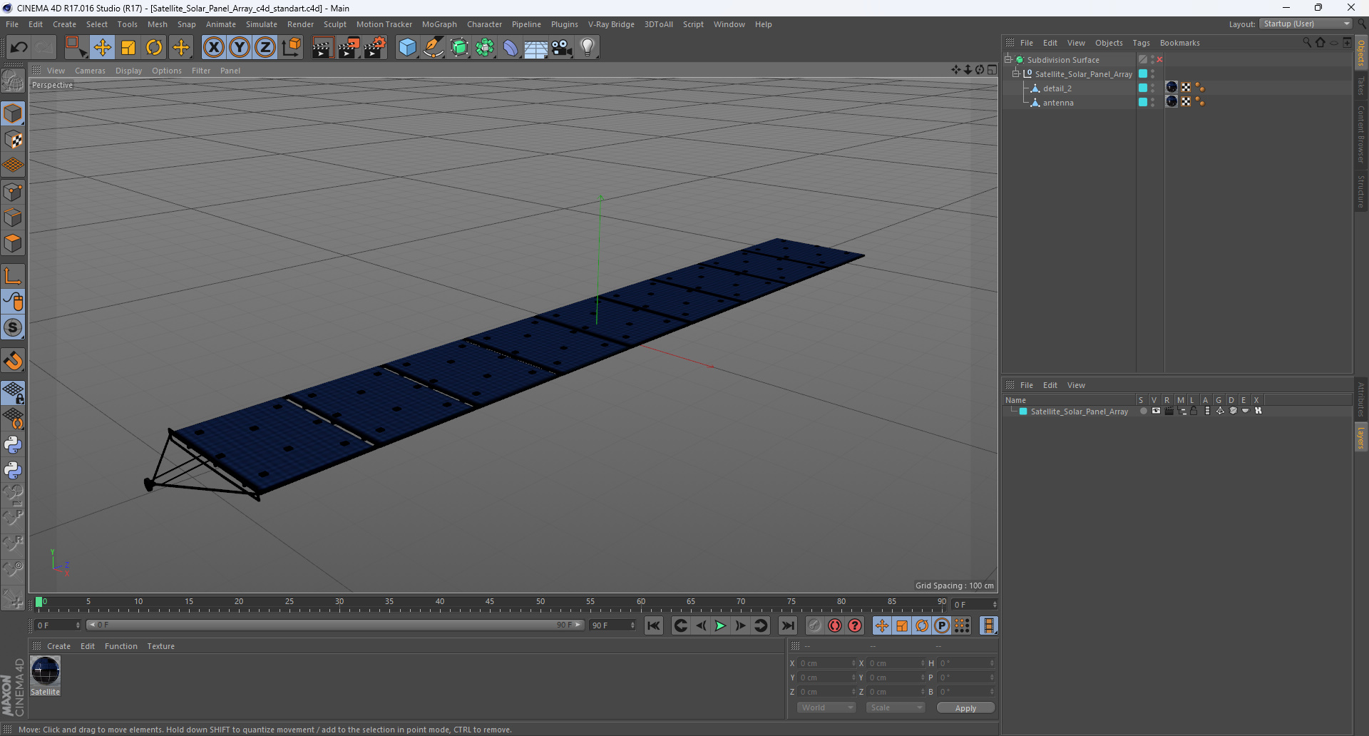 Satellite Solar Panel Array 3D