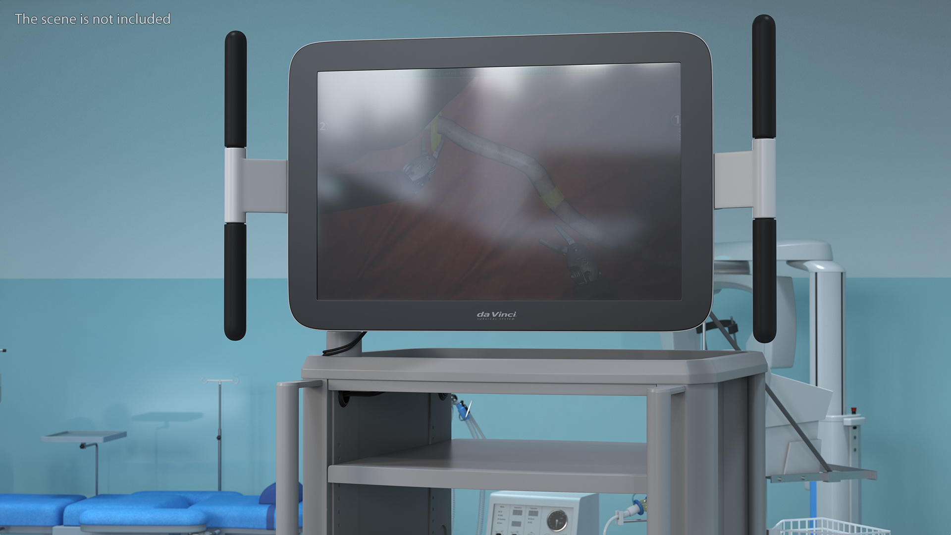 Full Da Vinci Surgical System Rigged with Operating Table 3D