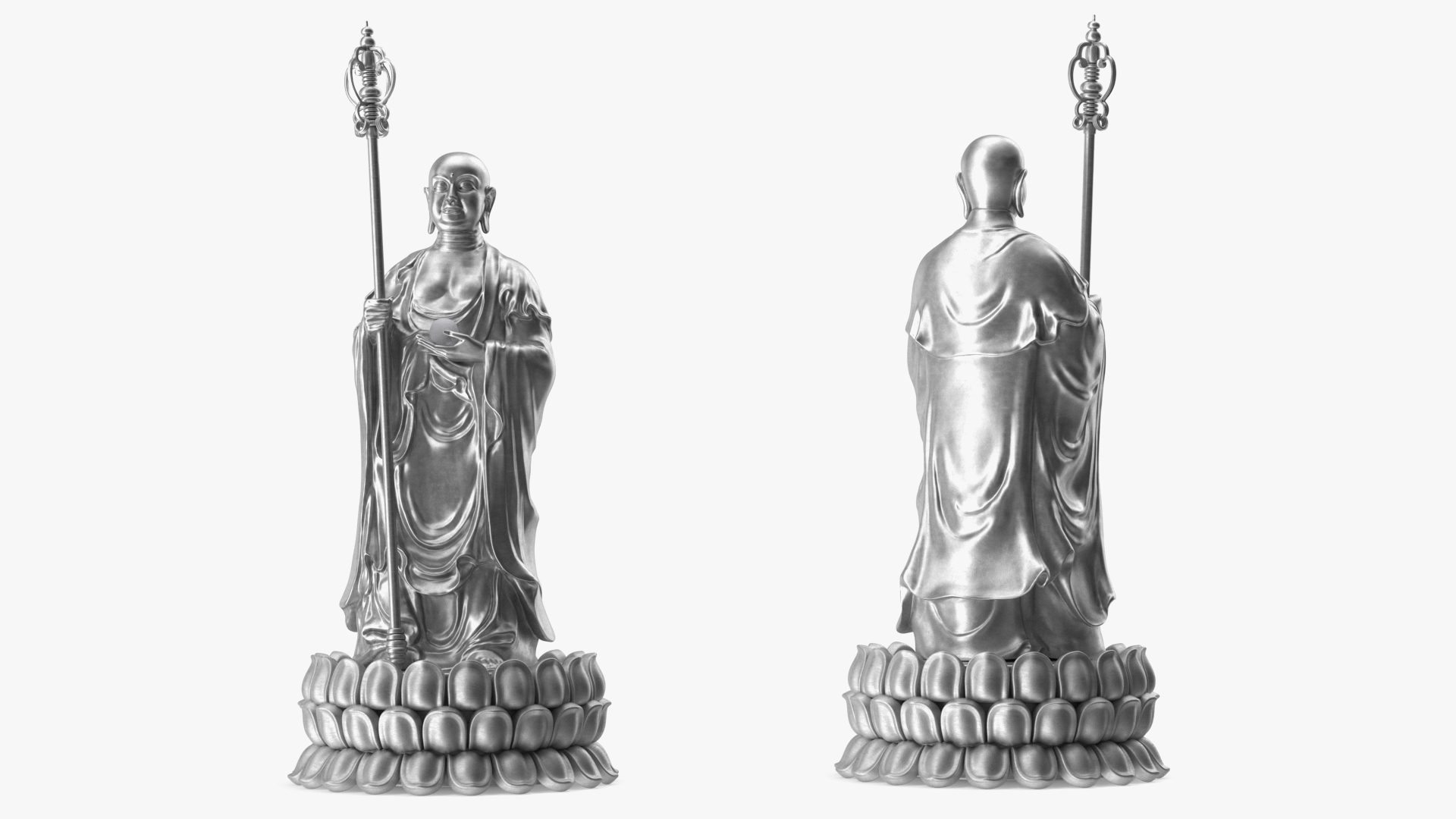 3D model Silver Dizang Buddha Sculpture