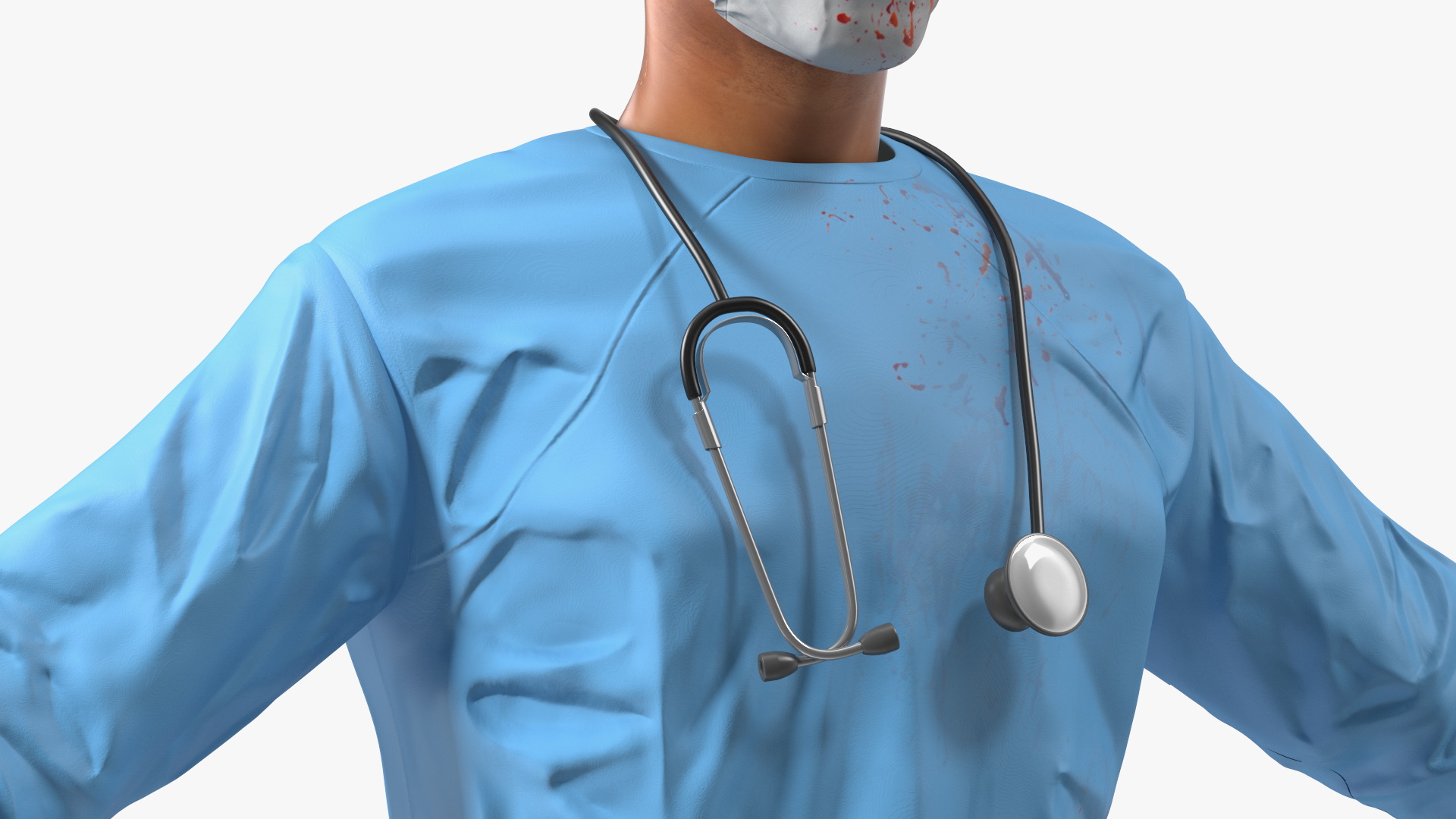 Blood Stained Surgeon Doctor in Mask Rigged for Cinema 4D 3D