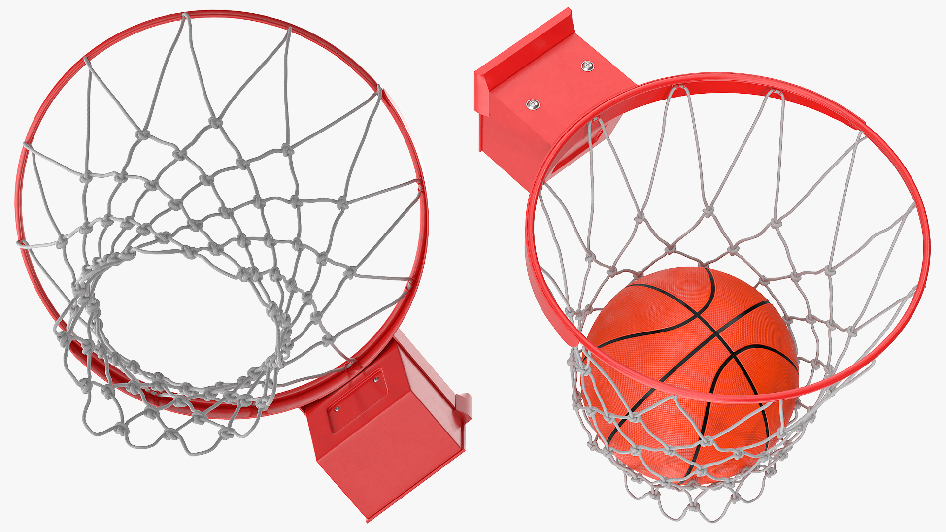 3D Animated Basketball Falls Through Hoop model