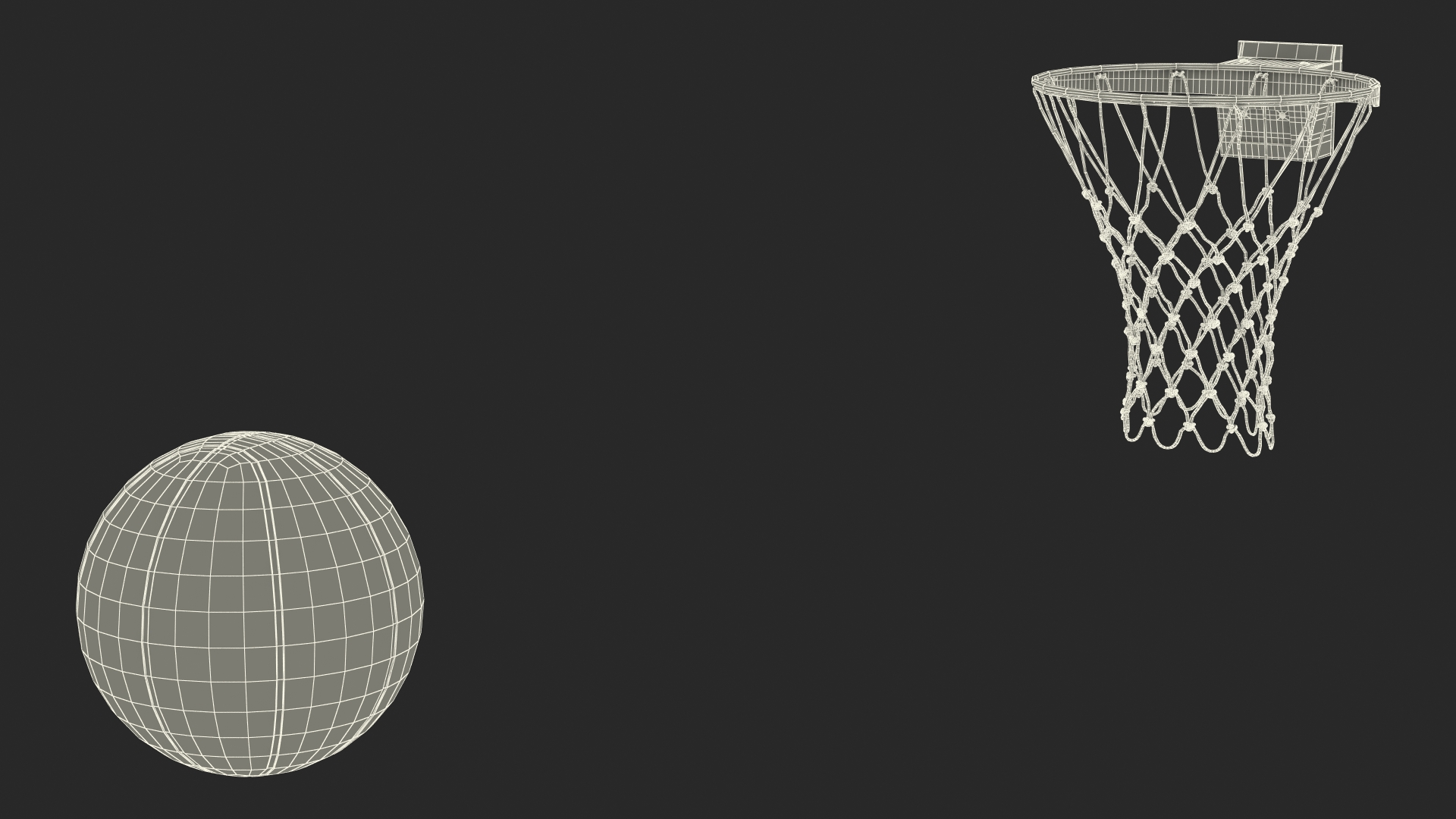 3D Animated Basketball Falls Through Hoop model